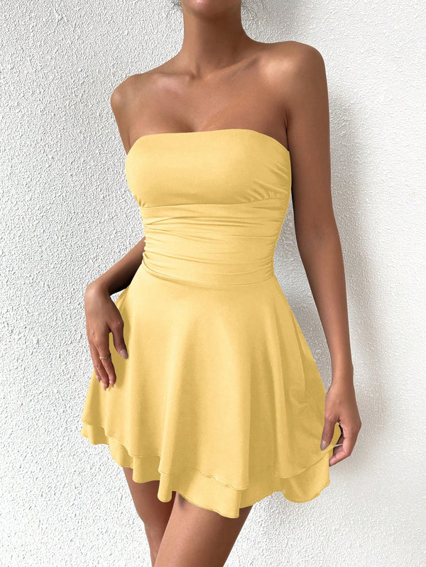 Ropa de Mujer, Ropa de Mujer, Vestidos de mujer, Vestidos cortos de mujer, Colección de trajes de mujer, Amarillo