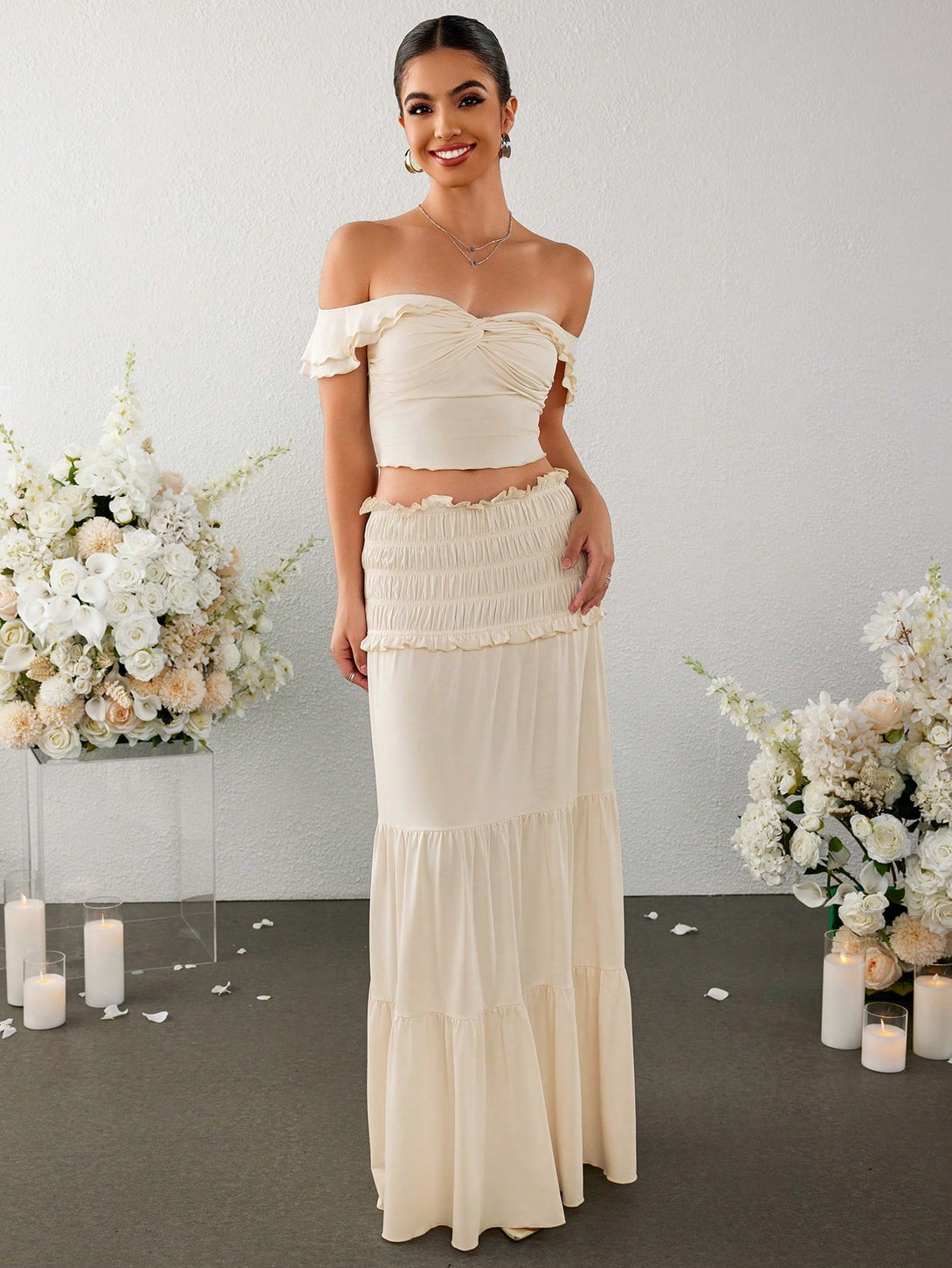 Ropa de Mujer, Conjunto para Mujer, Ropa Dos piezas para Mujer, Colección de trajes de mujer, 33226076, Albaricoque