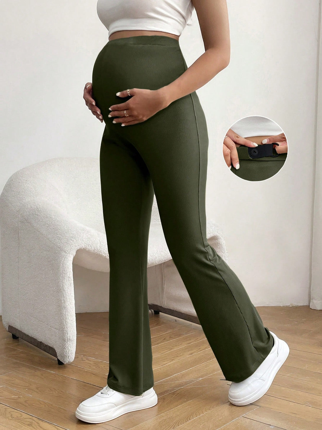 Ropa de Mujer, Ropa Premamá, Bottoms Premamá, Pantalones de maternidad, Verde Oliva