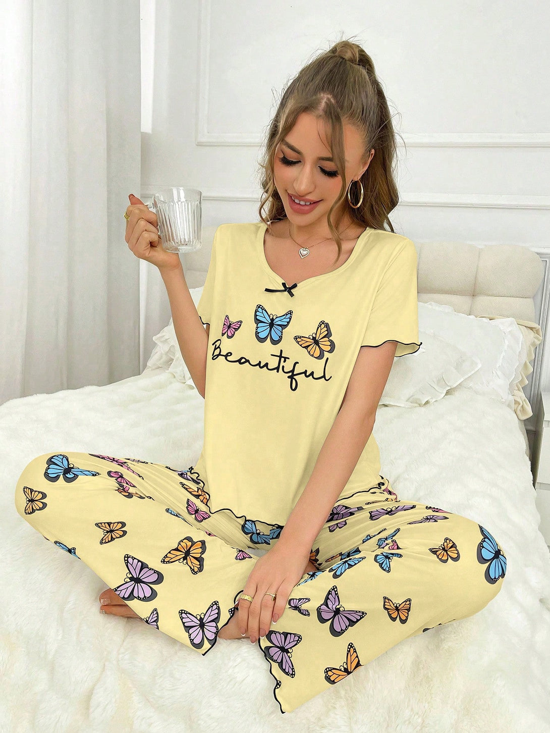 Ropa Interior y Ropa de Dormir, Pijama & Ropa de Descanso de Mujer, Ropa de Dormir para Mujeres, Sets de Pijamas de Mujer, Amarillo