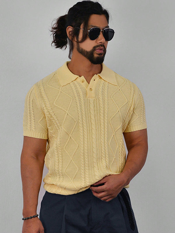 Hombres, Ropa de hombre, Jerséis Punto para hombre, Tops de Punto para Hombre, 35587478, Amarillo