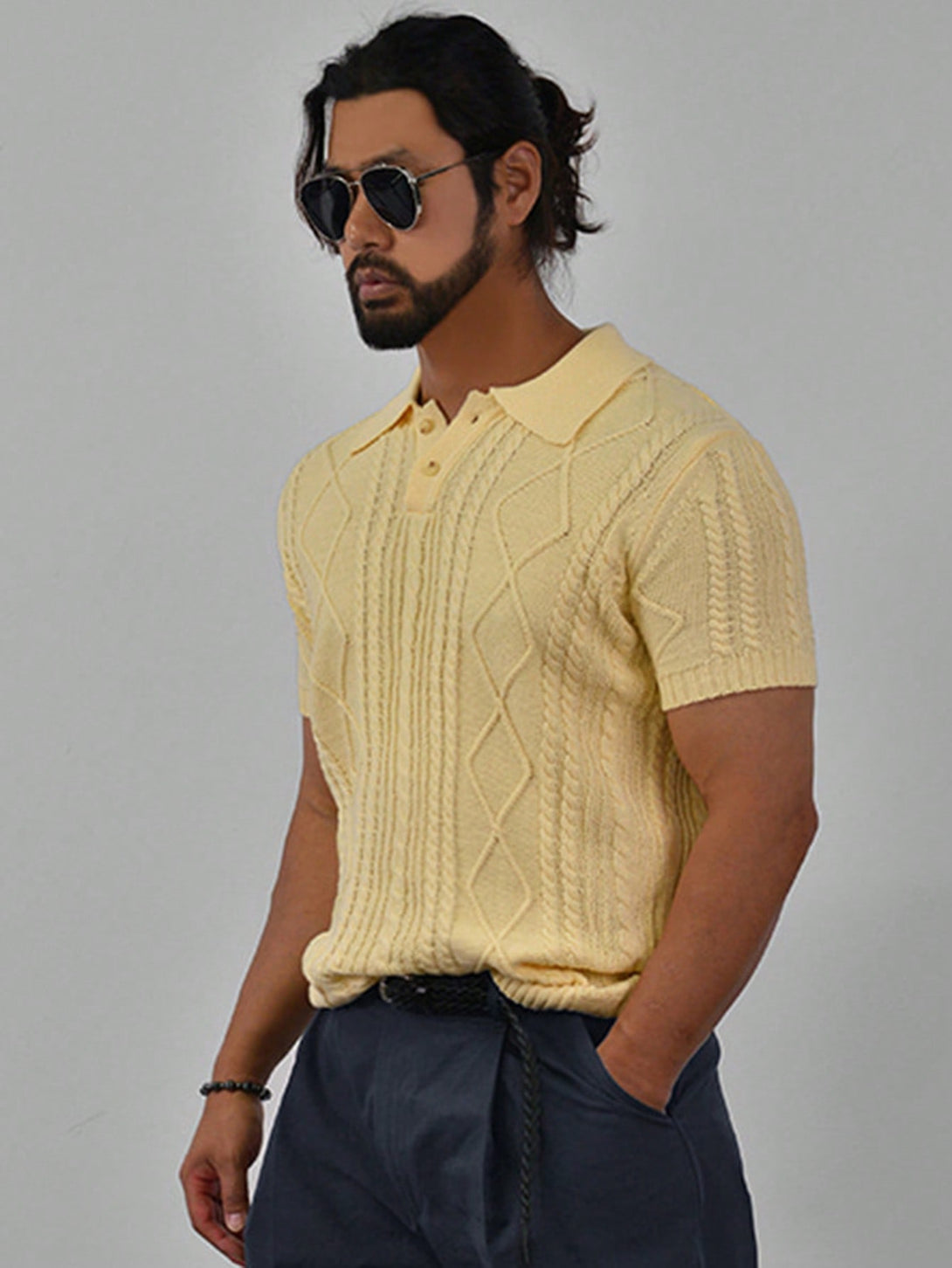 Hombres, Ropa de hombre, Jerséis Punto para hombre, Tops de Punto para Hombre, 35587478, Amarillo