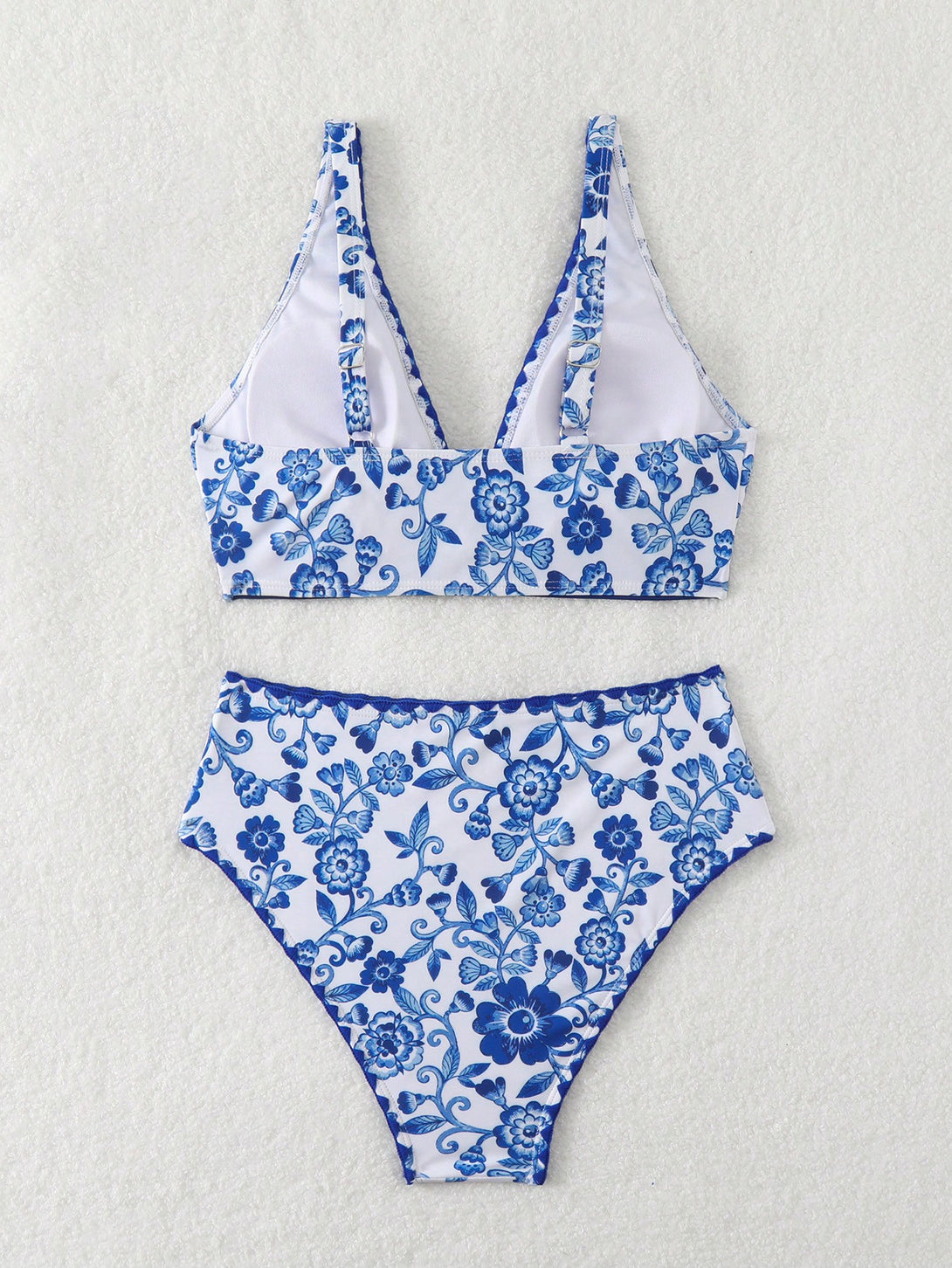 Ropa de Mujer, Ropa de Mujer, Ropa de Playa para Mujer, Sets de Bikini para Mujer, Azul y blanco