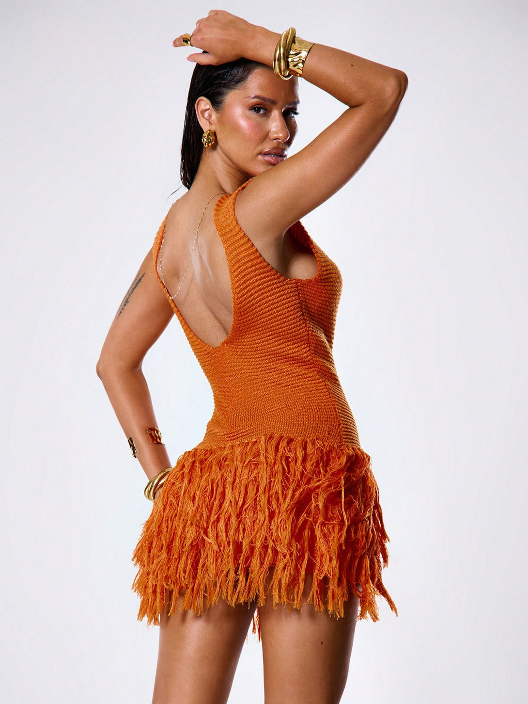 Ropa de Mujer, Tejido de Punto de Mujer, Vestidos de Jersey para Mujer, 35721643, Naranja