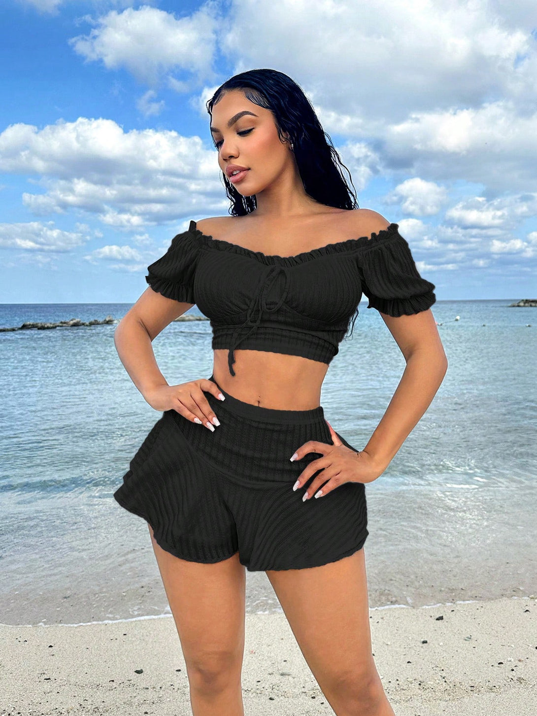 Ropa de Mujer, Conjunto para Mujer, Ropa Dos piezas para Mujer, 35732551, Negro