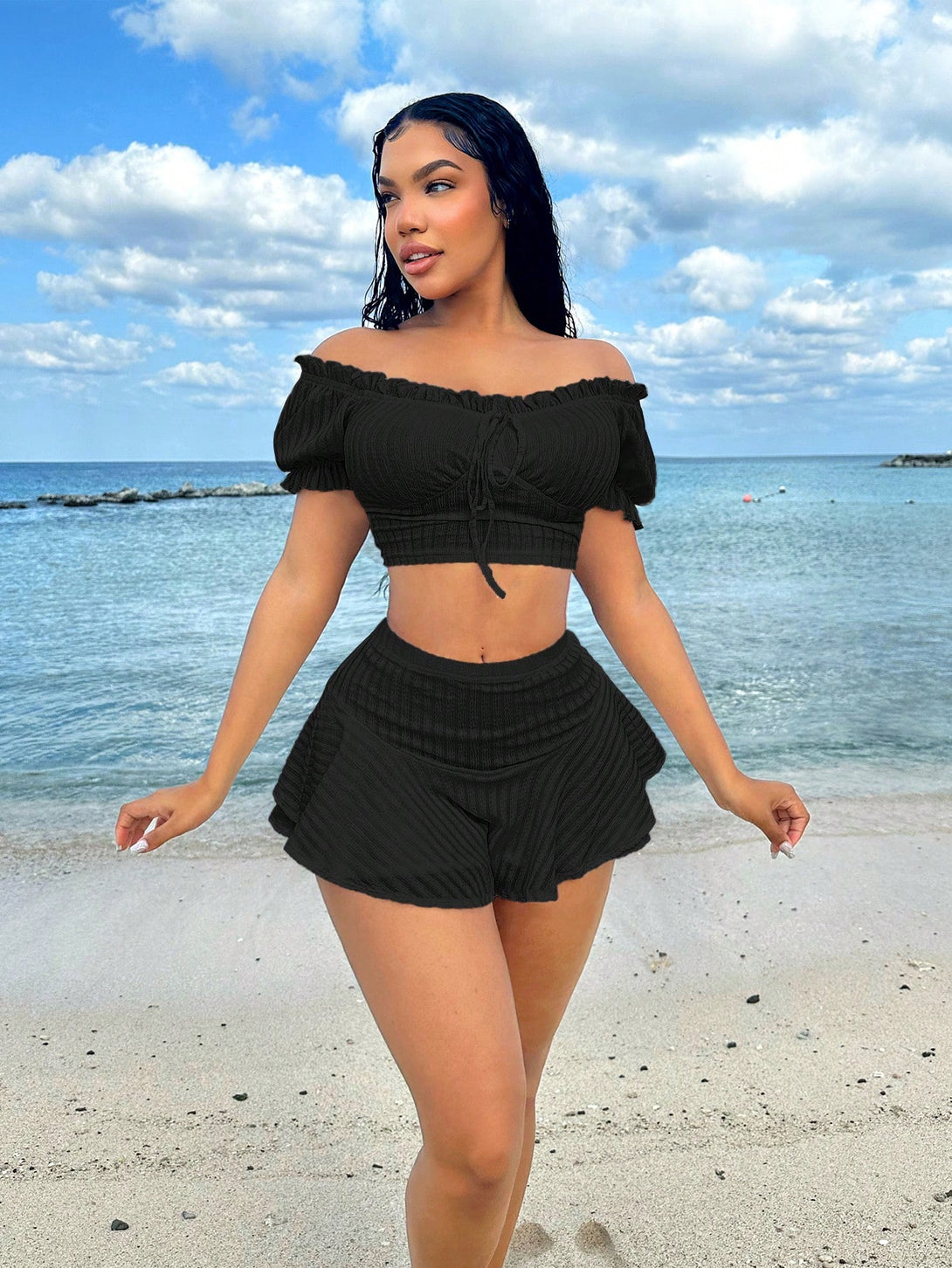 Ropa de Mujer, Conjunto para Mujer, Ropa Dos piezas para Mujer, 35732551, Negro