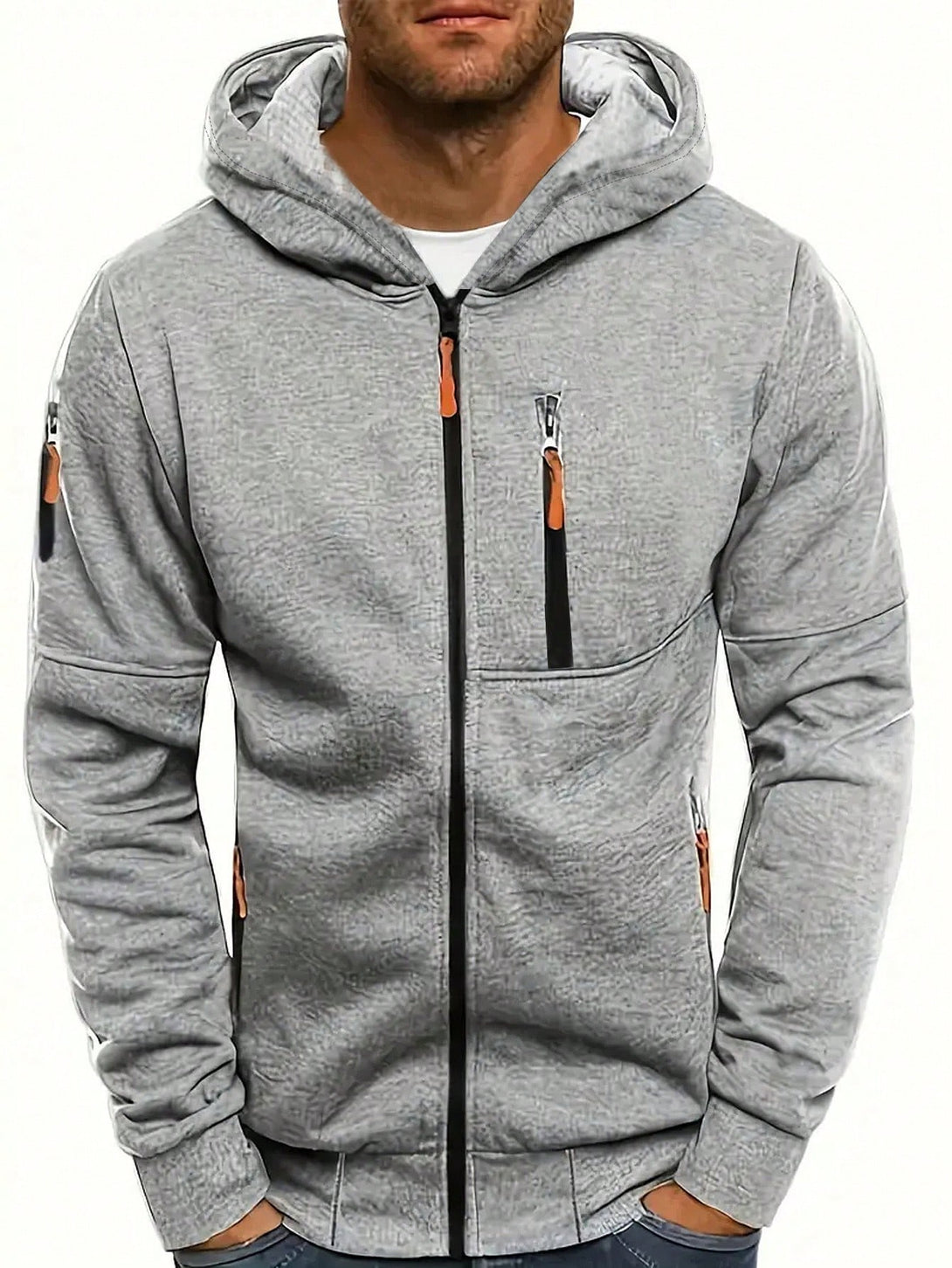 Hombres, Ropa de hombre, Capuchas & Sudaderas para hombres, Sudaderas con Cremallera y Capucha para Hombre, 24023422, Gris