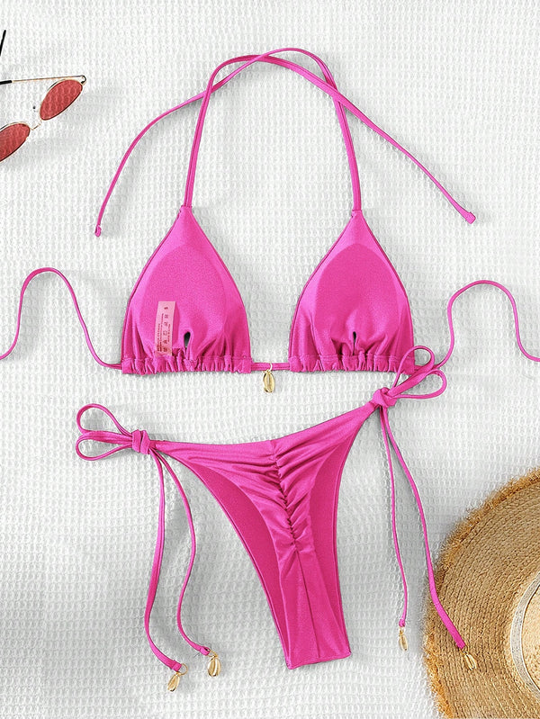 Ropa de Mujer, Ropa de Mujer, Ropa de Playa para Mujer, Sets de Bikini para Mujer, Rosa Fucsia