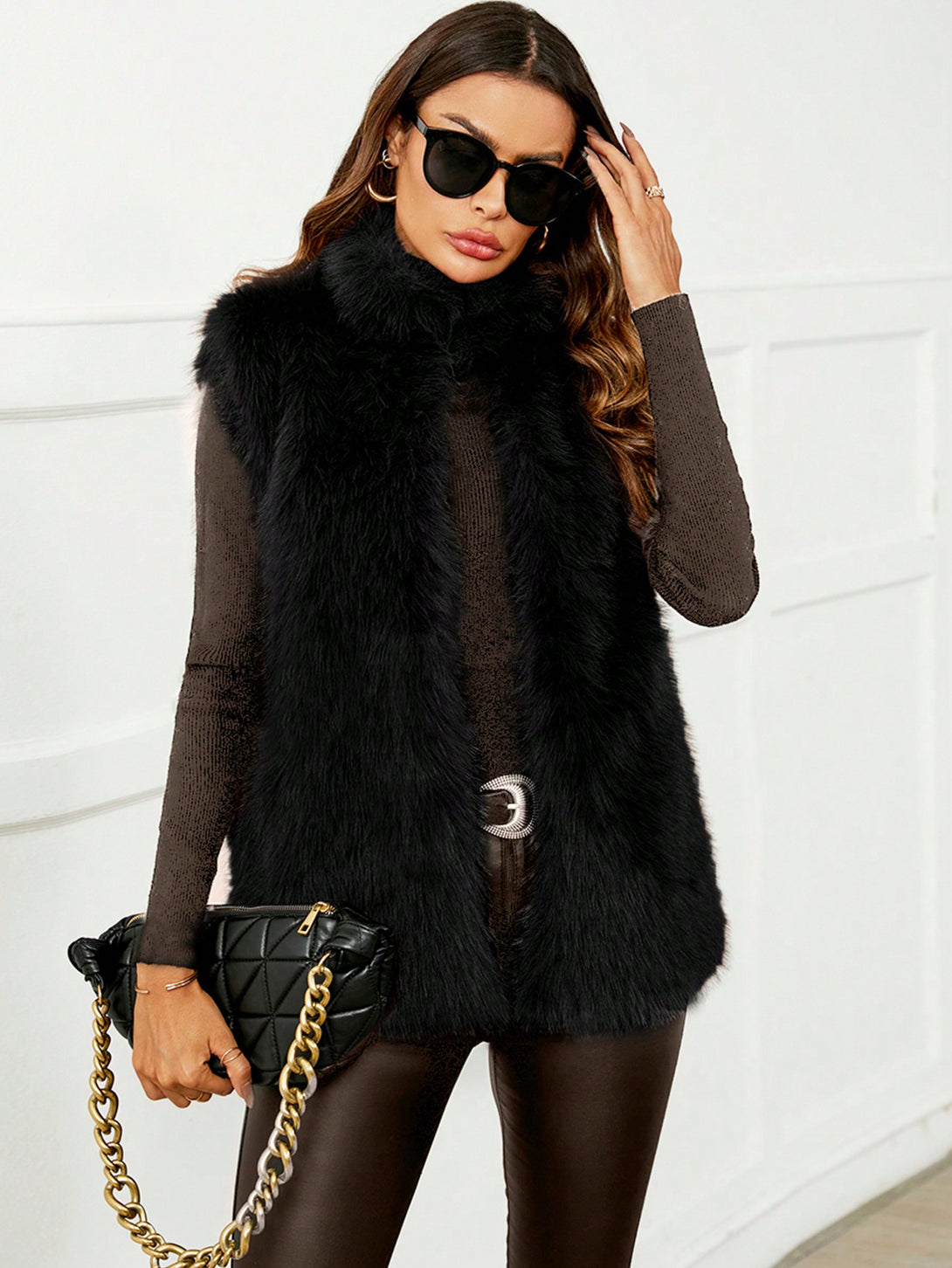 Ropa de Mujer, Ropa de Exterior para Mujer, Abrigos de Pieles Similares para Mujer, 36301772, Negro