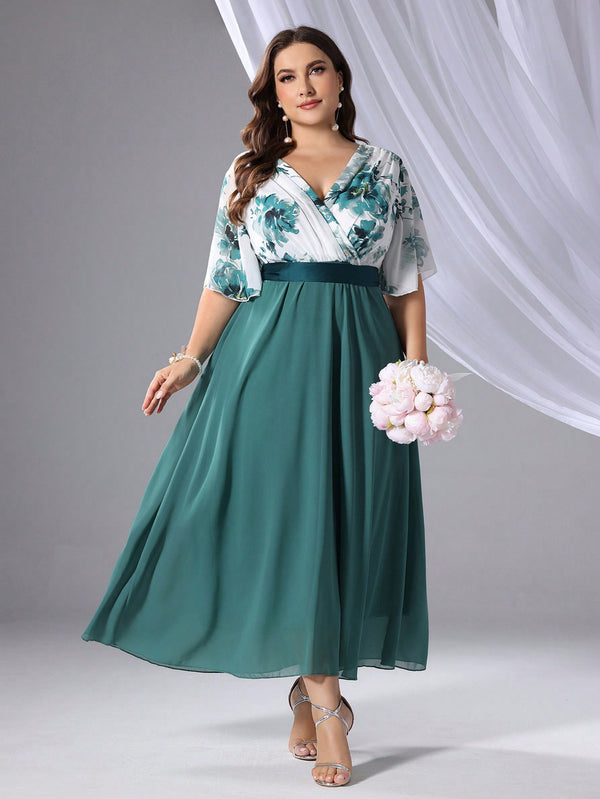 Ropa de Mujer, Bodas & Eventos, Boda Mujer Plus, Vestidos de Dama de Honor en Tallas Grandes, Colección de trajes de mujer, Verde Oscuro