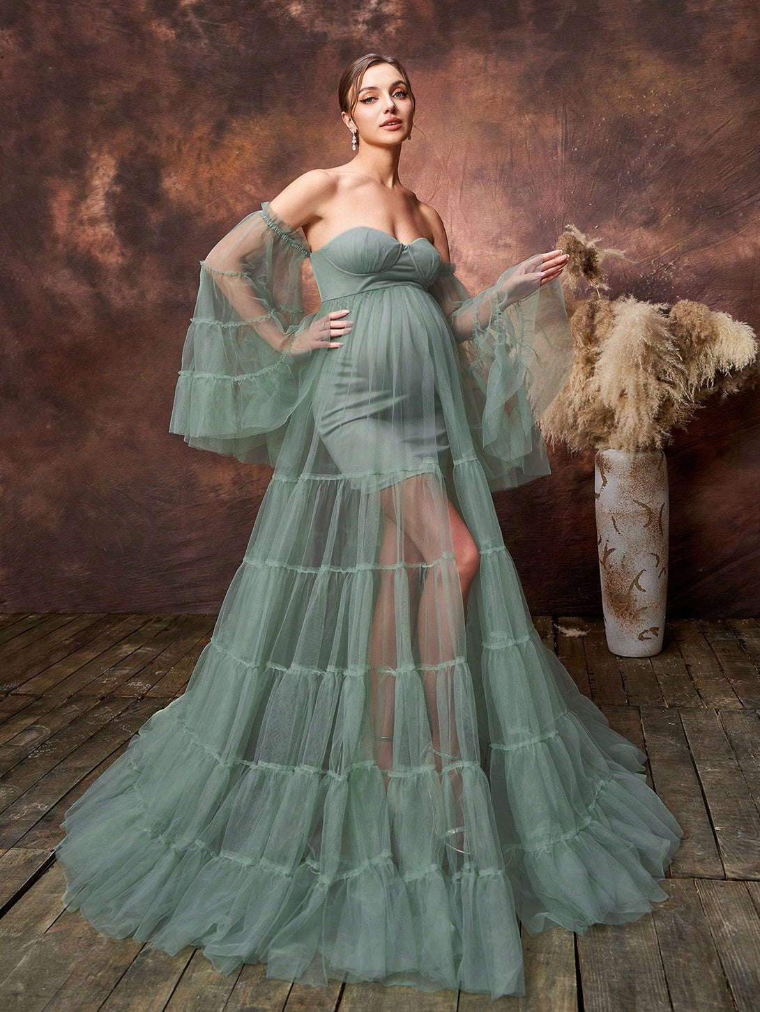 Ropa de Mujer, Ropa Premamá, Fiesta de maternidad y ropa especial, Ropa para sesión de fotos de maternidad, 36925706, Verde