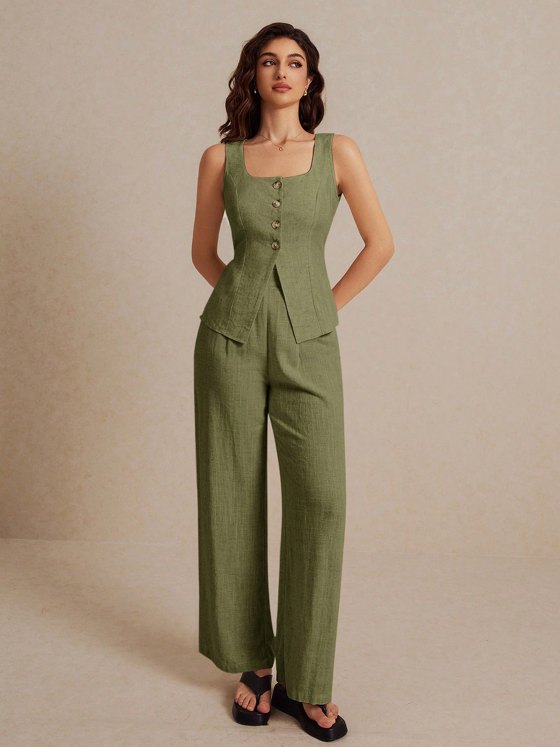 Ropa de Mujer, Ropa de Mujer, Conjunto para Mujer, Ropa Dos piezas para Mujer, Verde militar