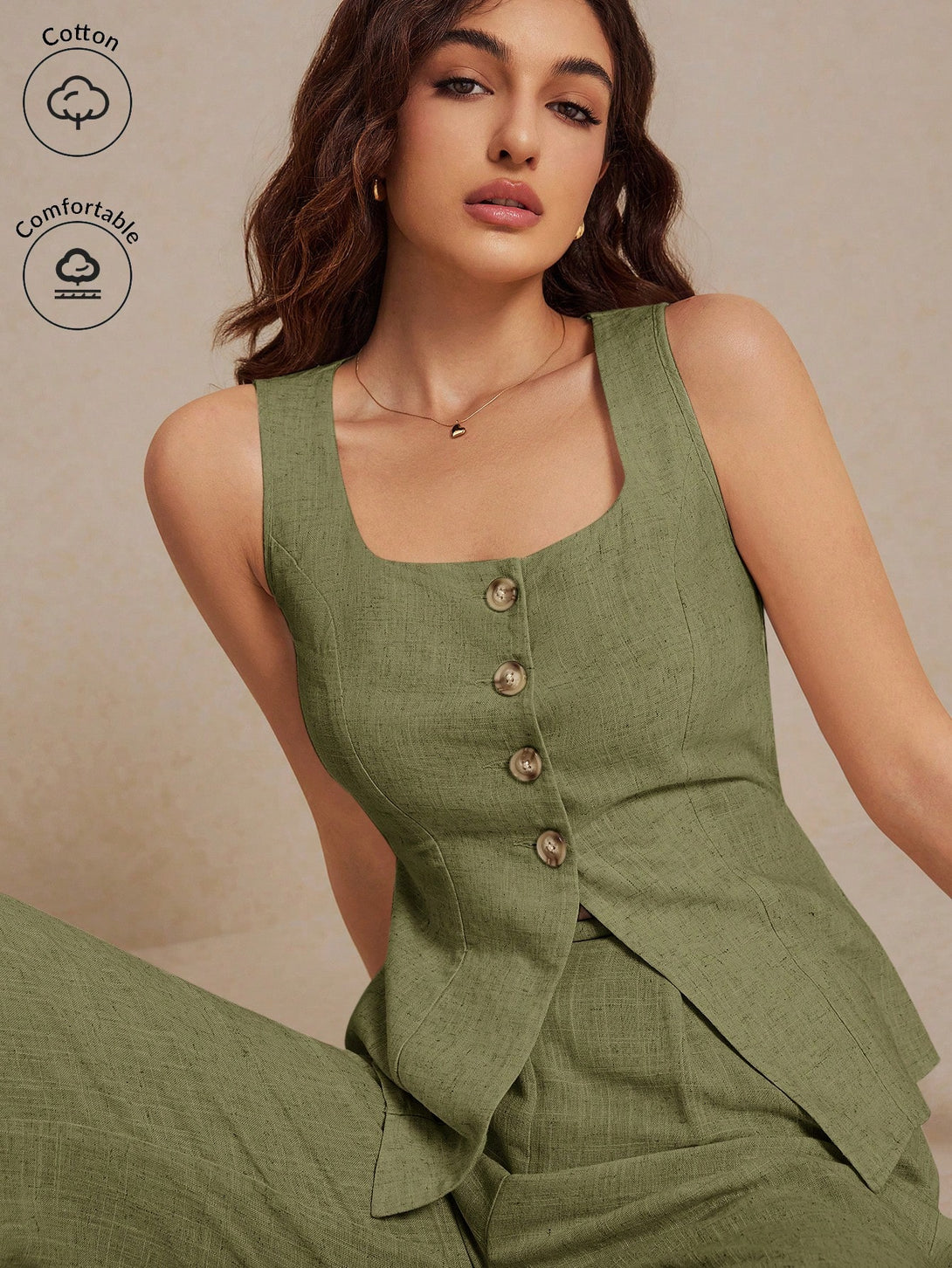 Ropa de Mujer, Ropa de Mujer, Conjunto para Mujer, Ropa Dos piezas para Mujer, Verde militar