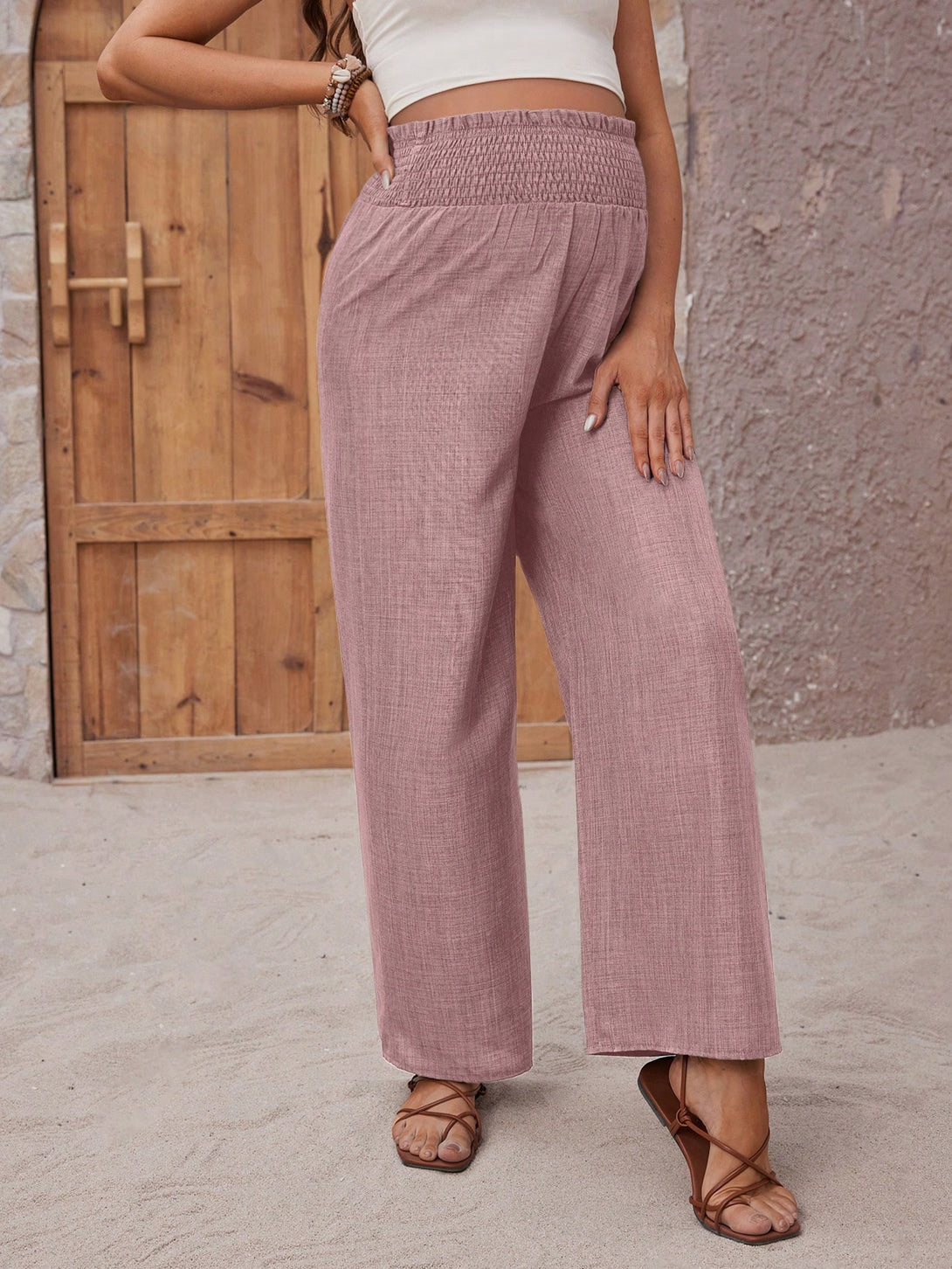 Ropa de Mujer, Ropa Premamá, Bottoms Premamá, Pantalones de maternidad, Rosa vieja