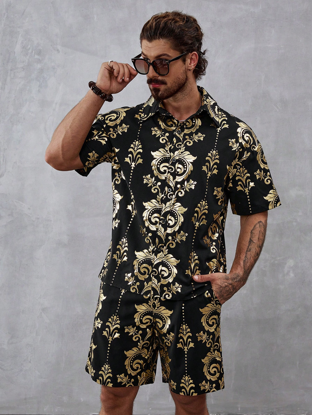 Hombres, Ropa de hombre, Conjuntos para Hombre, Conjuntos de Camisa para Hombre, 37122801, Negro