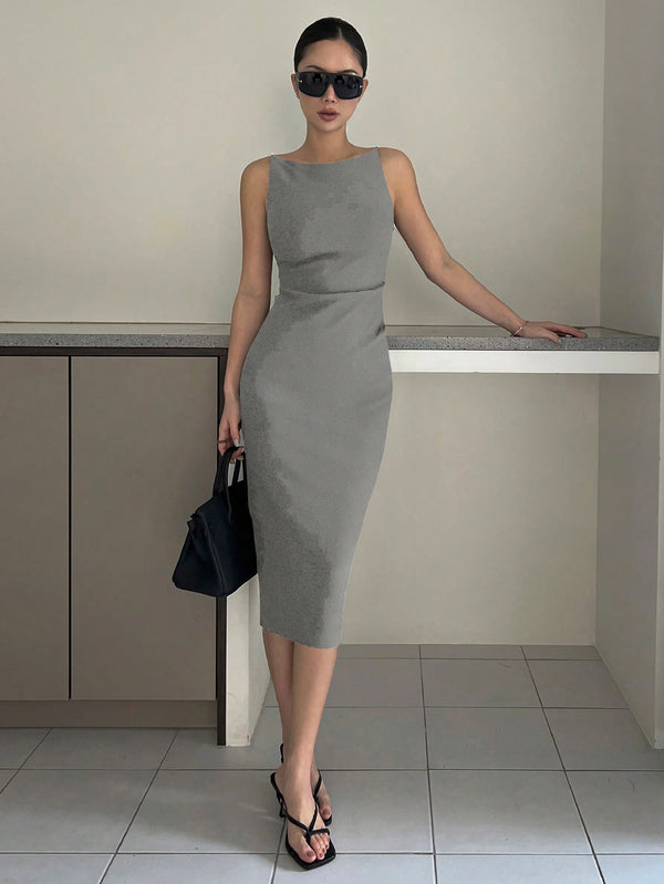 Ropa de Mujer, Ropa de Mujer, Vestidos de mujer, Vestidos midi para mujer, Gris