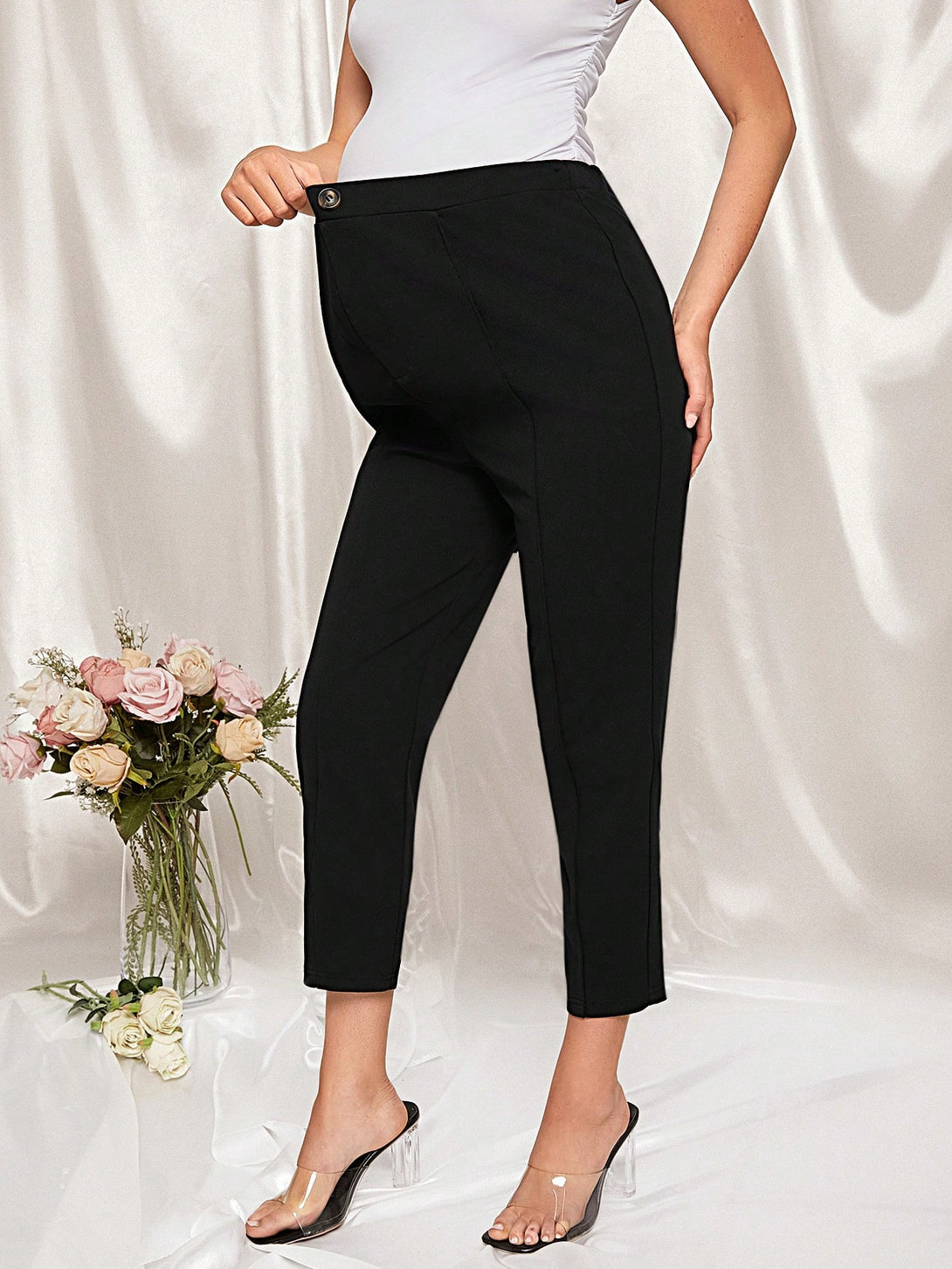 Ropa de Mujer, Ropa Premamá, Bottoms Premamá, Pantalones de maternidad, Negro