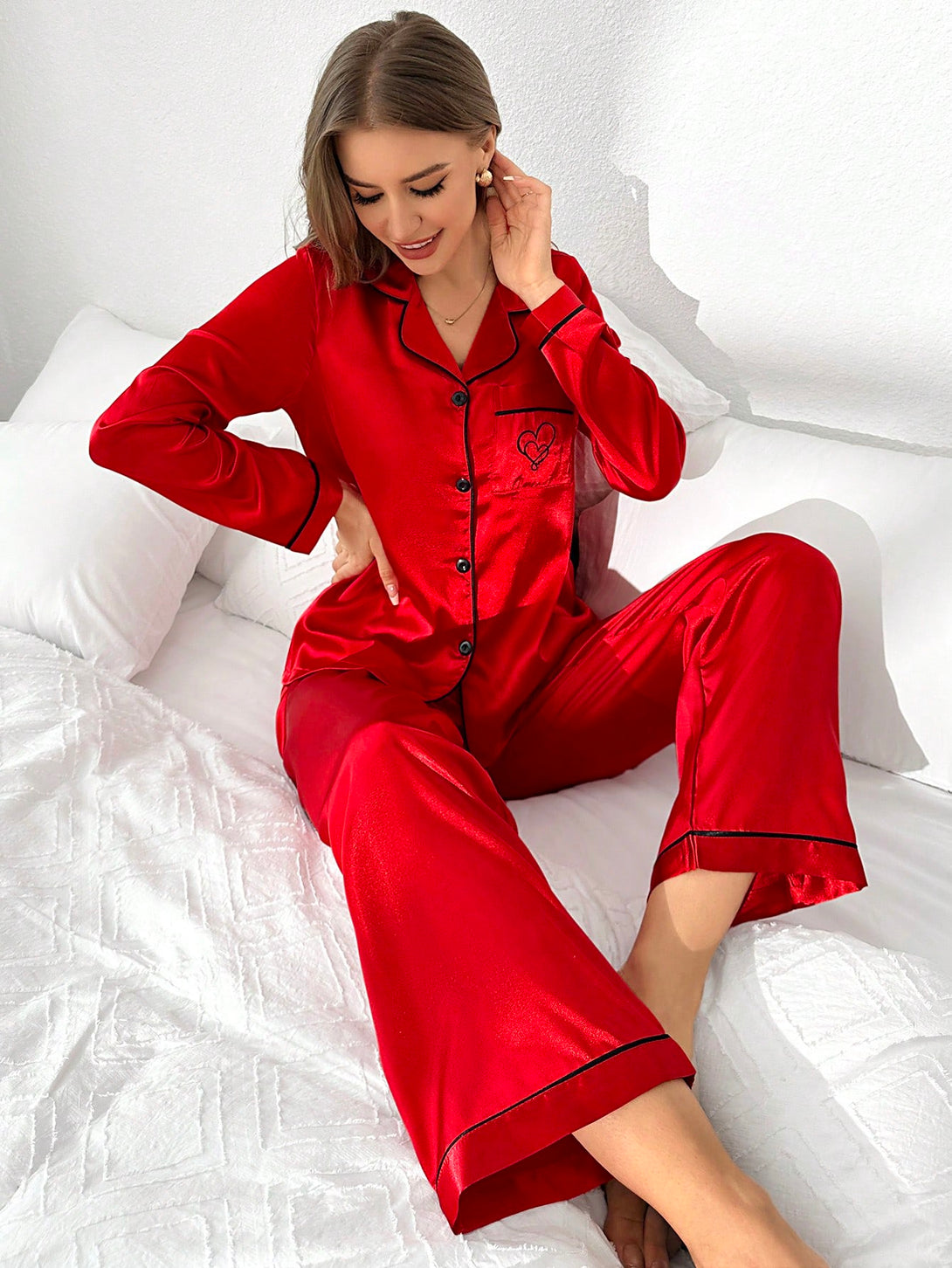 Ropa Interior y Ropa de Dormir, Pijama & Ropa de Descanso de Mujer, Ropa de Dormir para Mujeres, Sets de Pijamas de Mujer, 37511012, Rojo