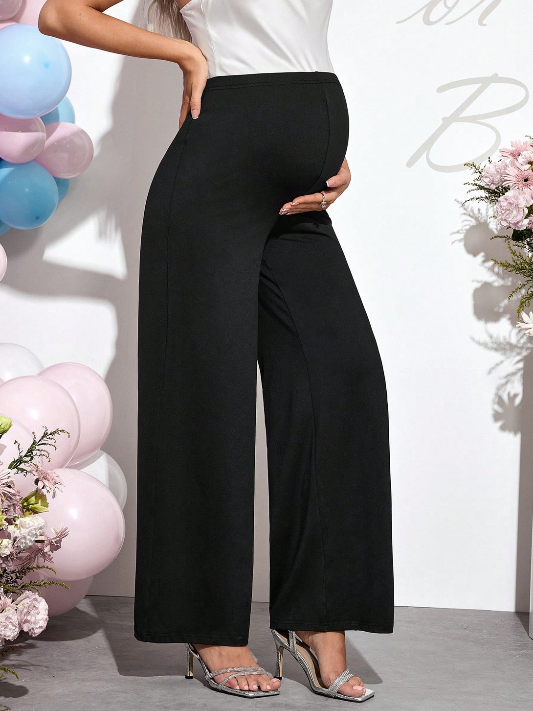 Ropa de Mujer, Ropa Premamá, Bottoms Premamá, Pantalones de maternidad, Negro