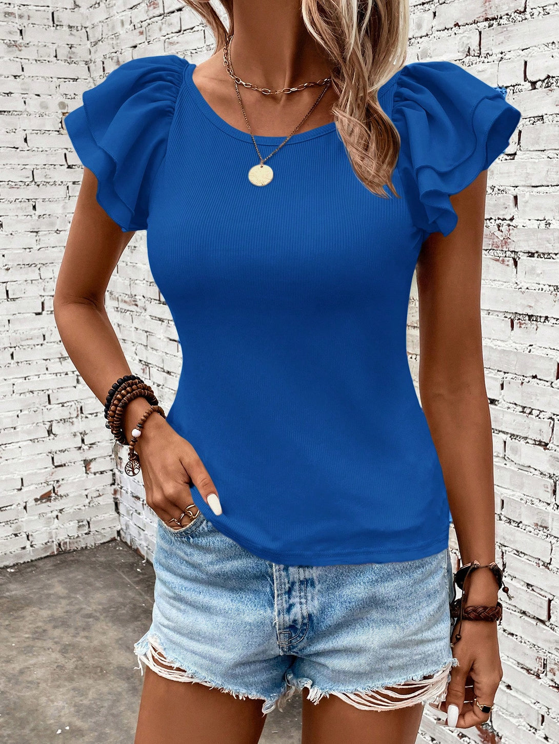 Ropa de Mujer, Ropa de Mujer, Tops & Blusas & Camisetas de Mujer, Camisetas de Mujer, Azul