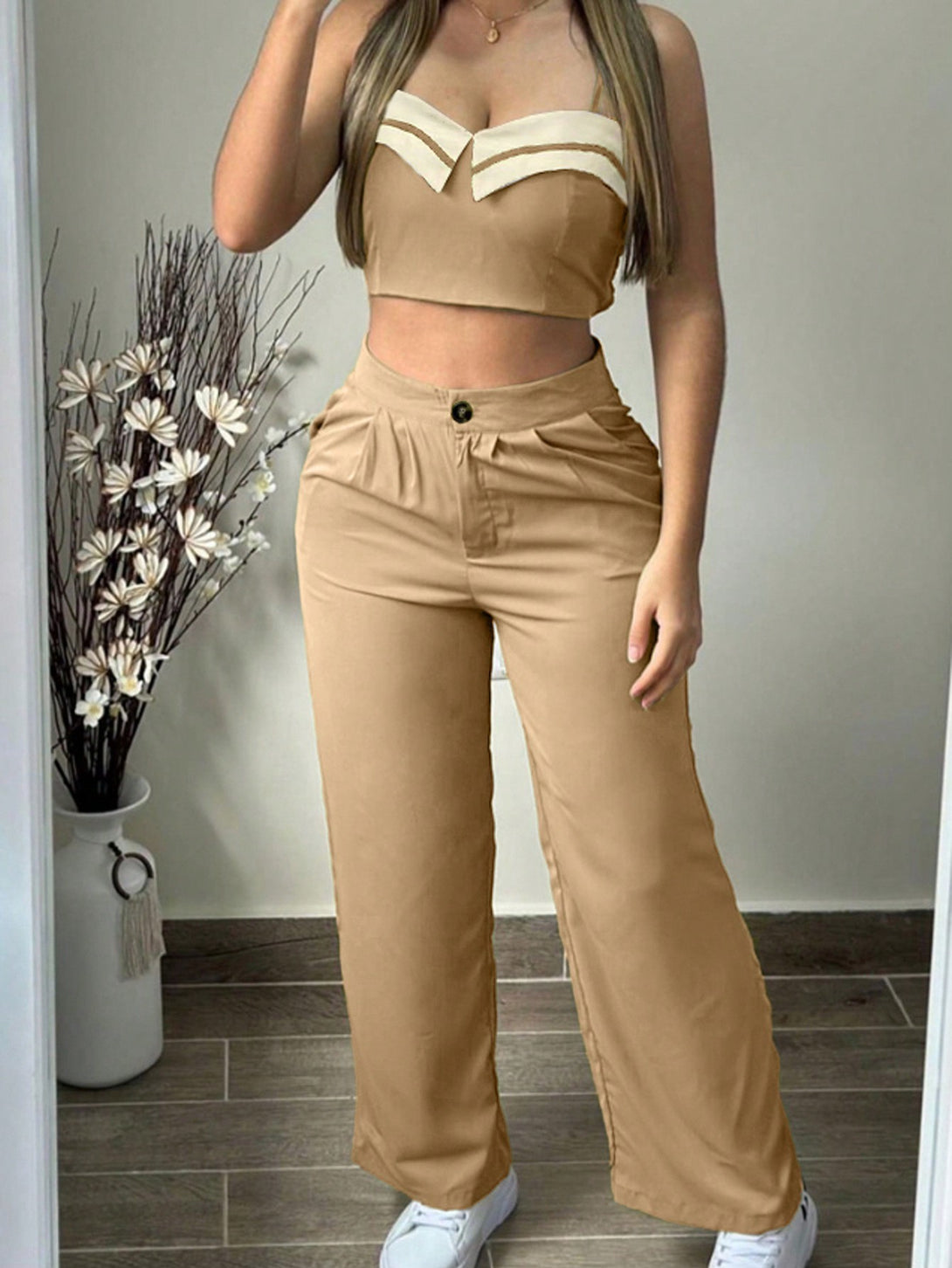 Ropa de Mujer, Conjunto para Mujer, Ropa Dos piezas para Mujer, 37868460, Caqui