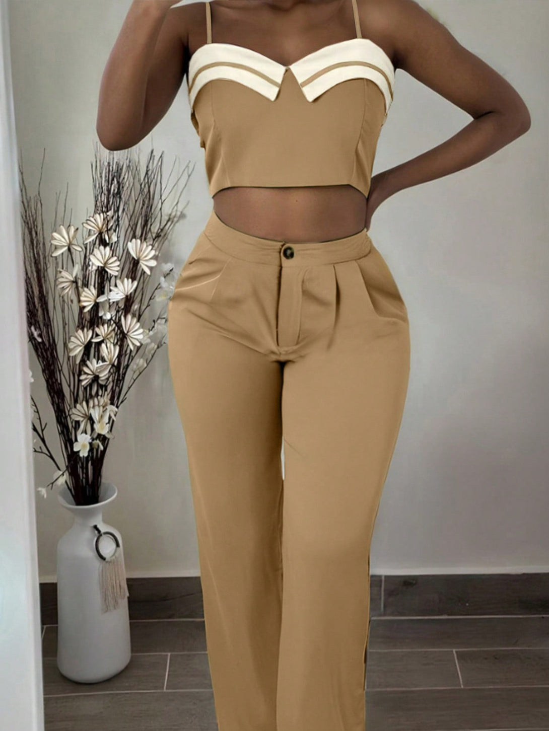 Ropa de Mujer, Conjunto para Mujer, Ropa Dos piezas para Mujer, 37868460, Caqui