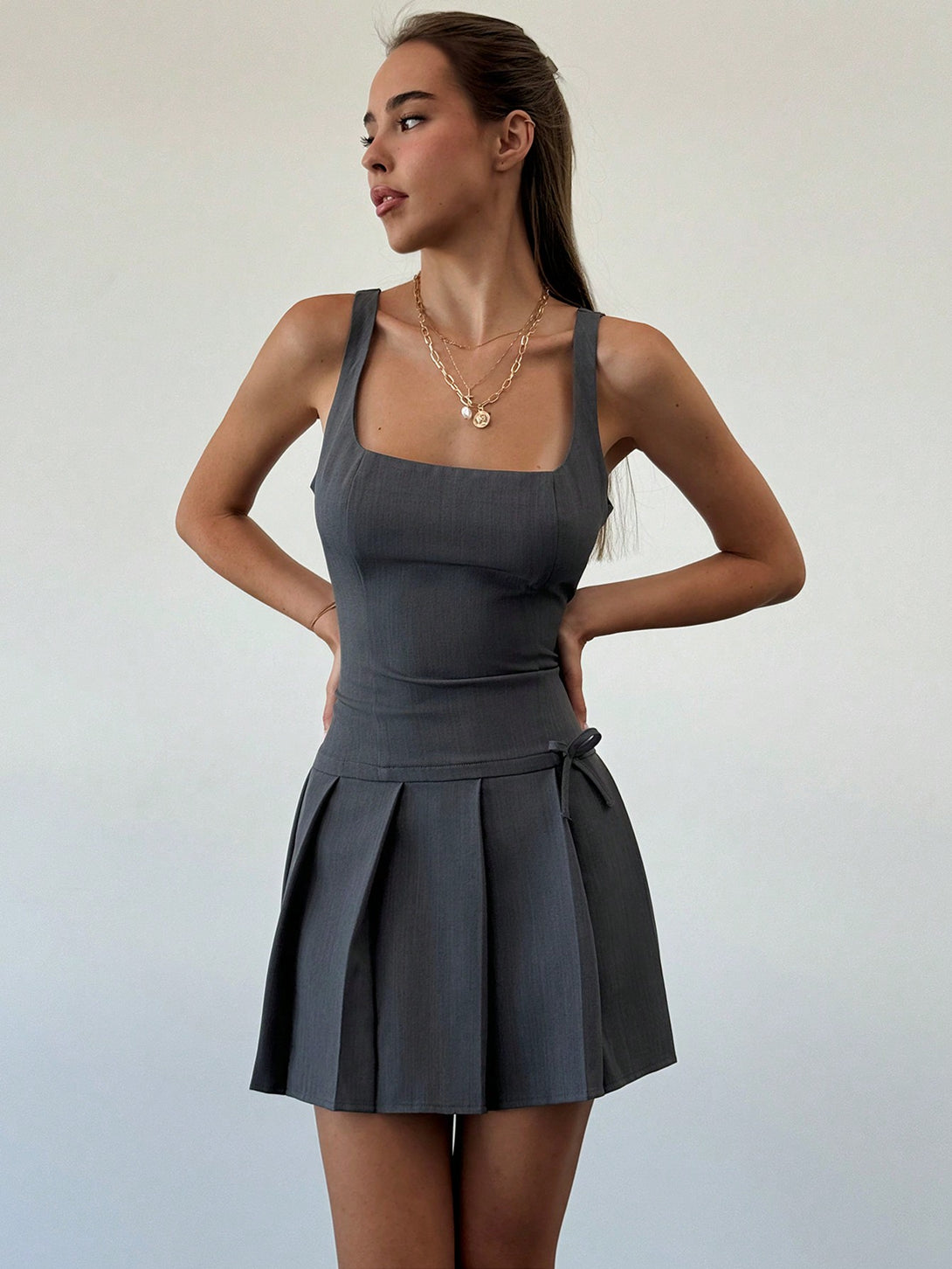 Ropa de Mujer, Ropa de Mujer, Vestidos de mujer, Vestidos cortos de mujer, Gris