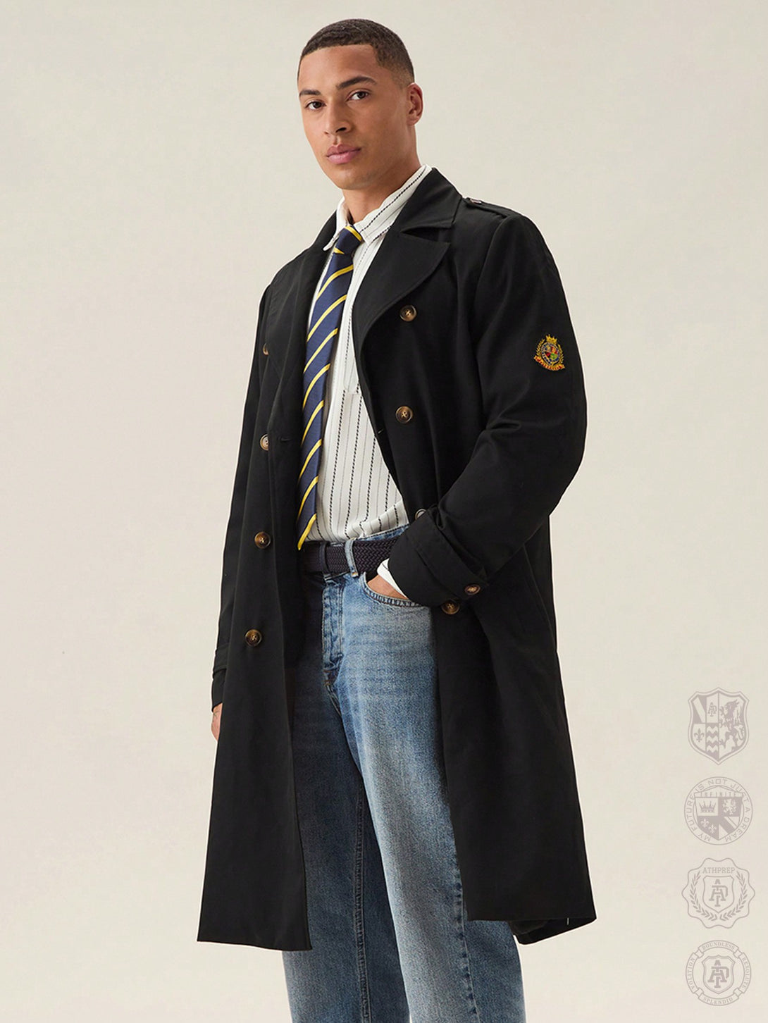 Hombres, Ropa de hombre, Chaquetas & Abrigos para Hombre, Abrigos Trench Masculinos, 38559117, Negro