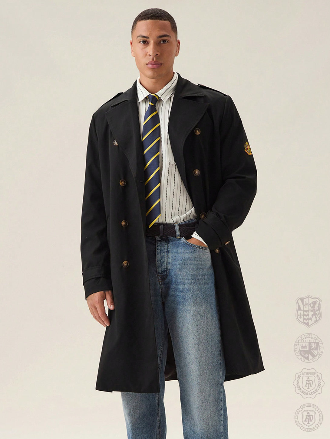 Hombres, Ropa de hombre, Chaquetas & Abrigos para Hombre, Abrigos Trench Masculinos, 38559117, Negro