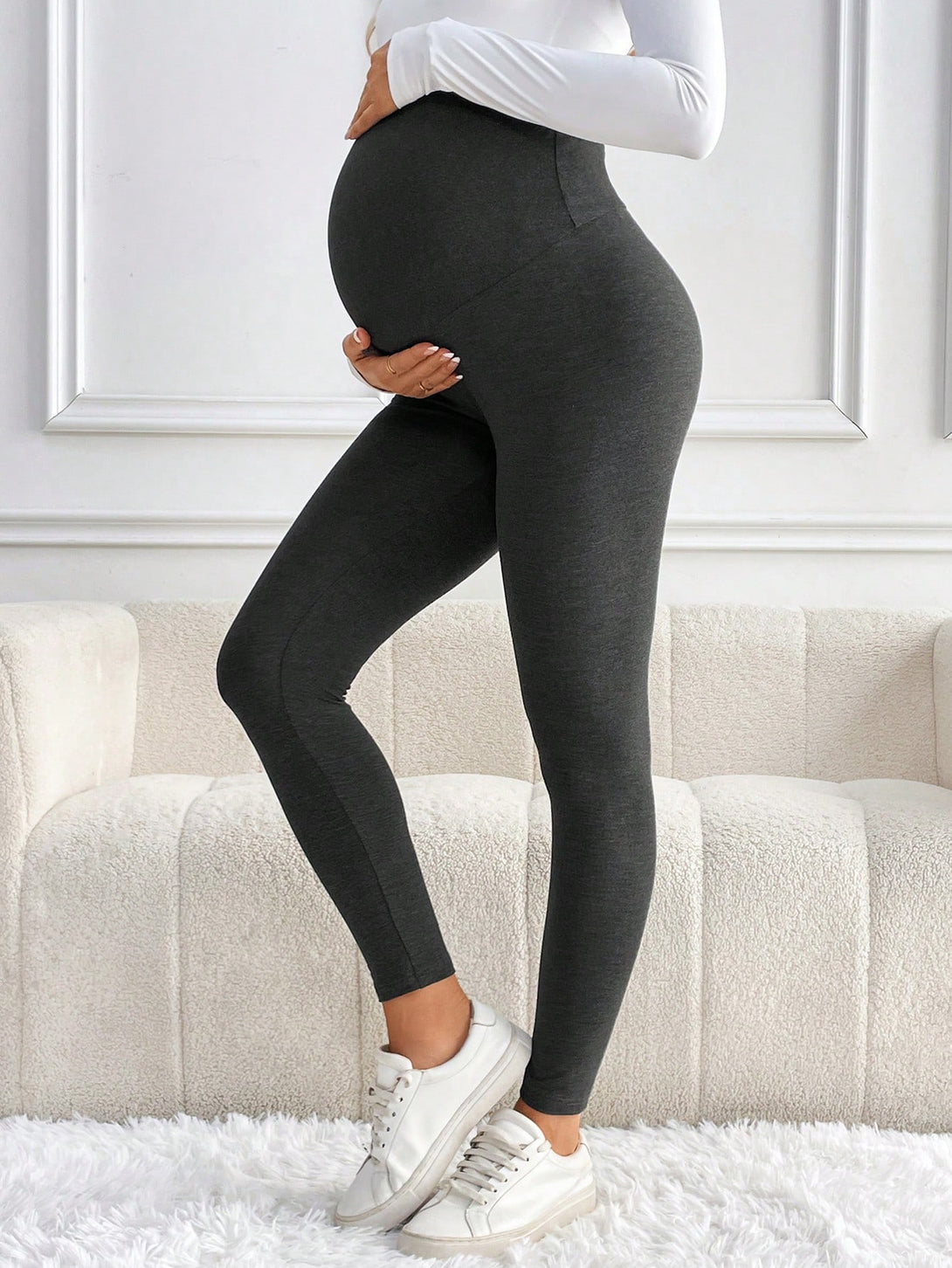 Ropa de Mujer, Ropa Premamá, Bottoms Premamá, Leggings de Maternidad, Gris