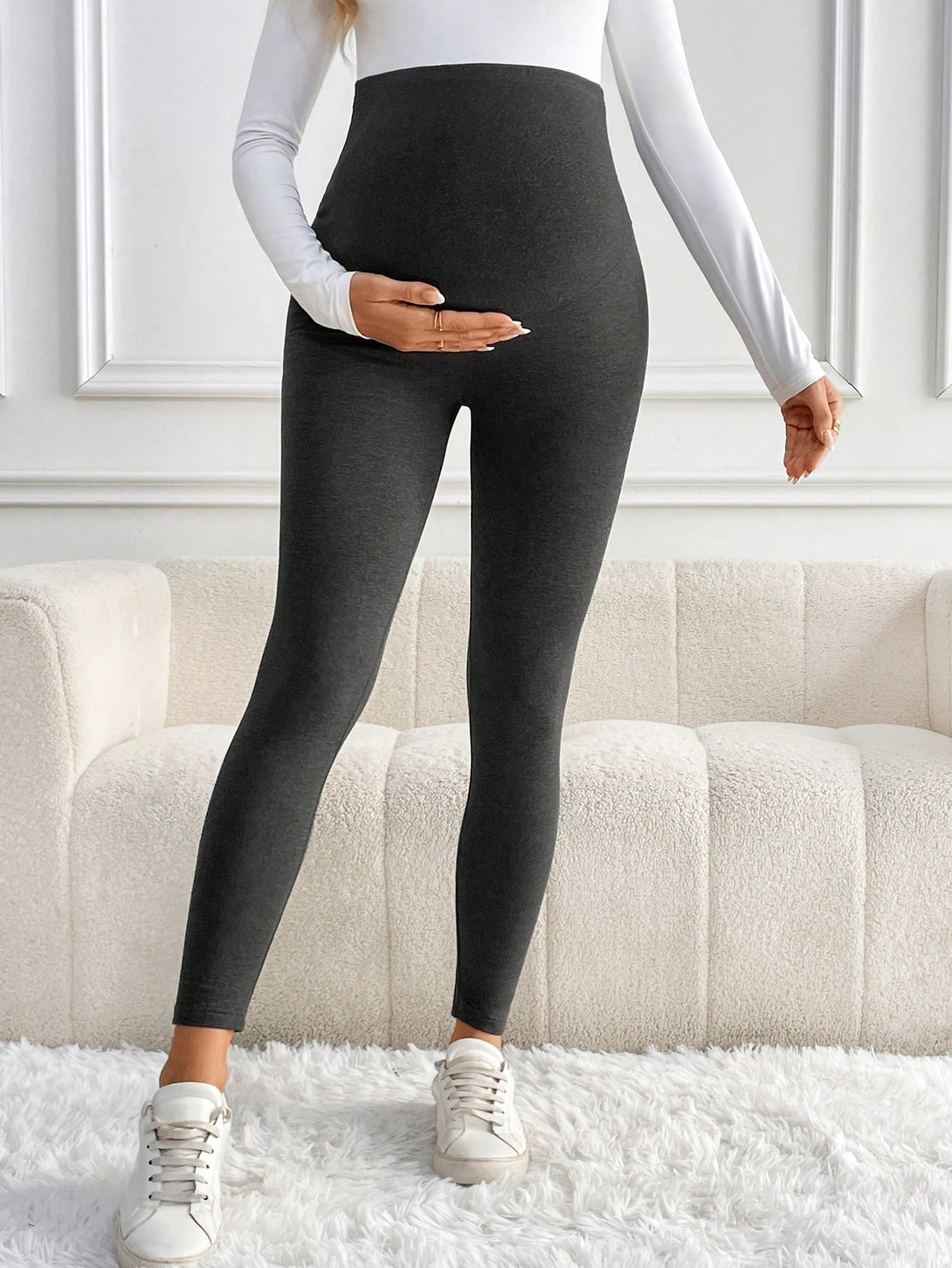 Ropa de Mujer, Ropa Premamá, Bottoms Premamá, Leggings de Maternidad, Gris