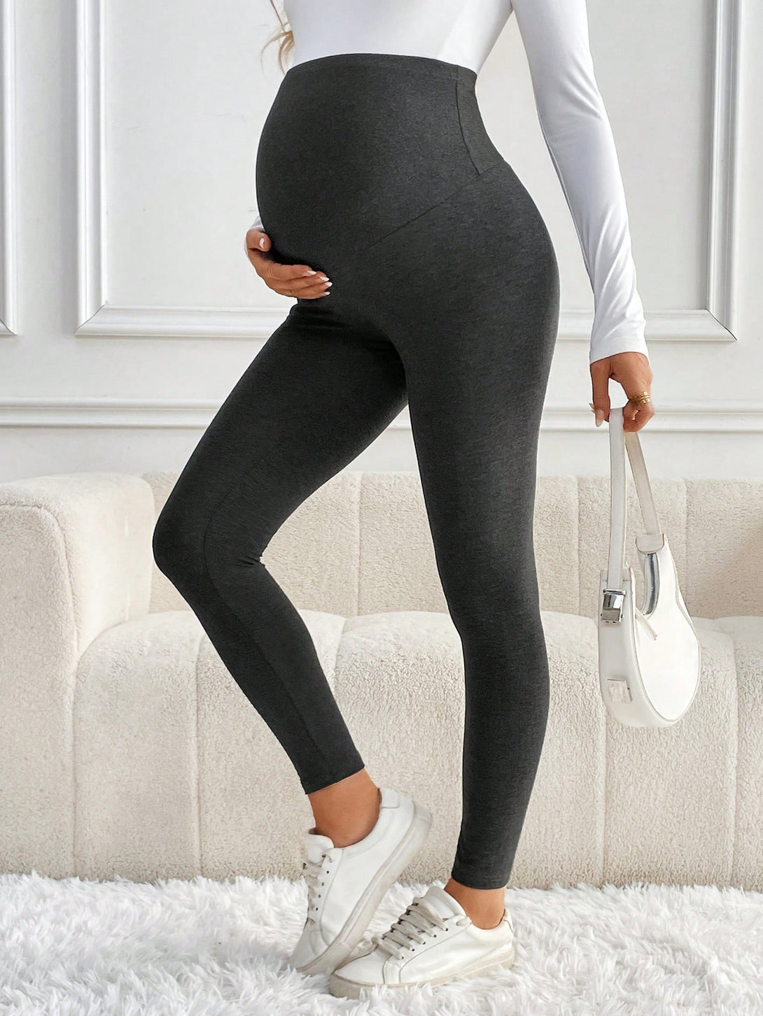 Ropa de Mujer, Ropa Premamá, Bottoms Premamá, Leggings de Maternidad, Gris