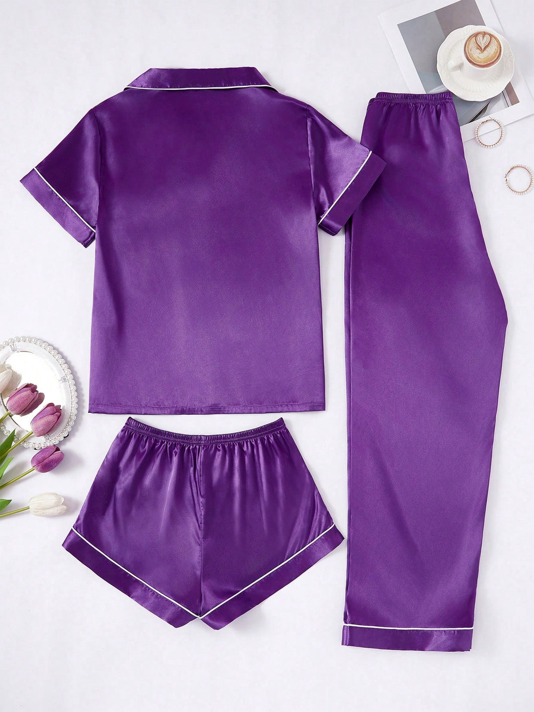 Ropa Interior y Ropa de Dormir, Pijama & Ropa de Descanso de Mujer, Ropa de Dormir para Mujeres, Sets de Pijamas de Mujer, 38839051, Morado