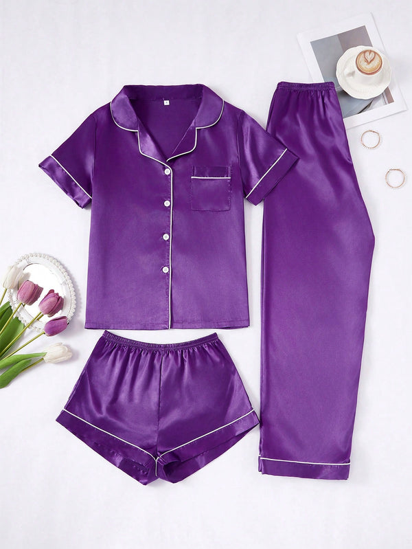 Ropa Interior y Ropa de Dormir, Pijama & Ropa de Descanso de Mujer, Ropa de Dormir para Mujeres, Sets de Pijamas de Mujer, 38839051, Morado