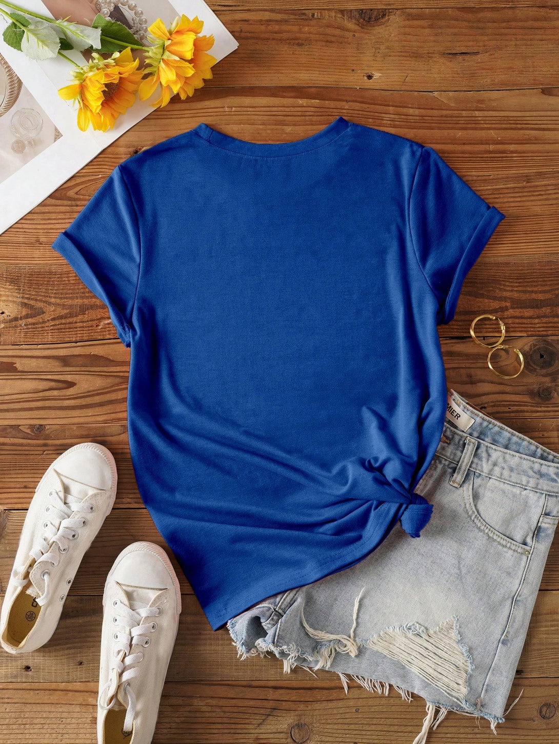 Ropa de Mujer, Ropa de Mujer, Tops & Blusas & Camisetas de Mujer, Camisetas de Mujer, Azul