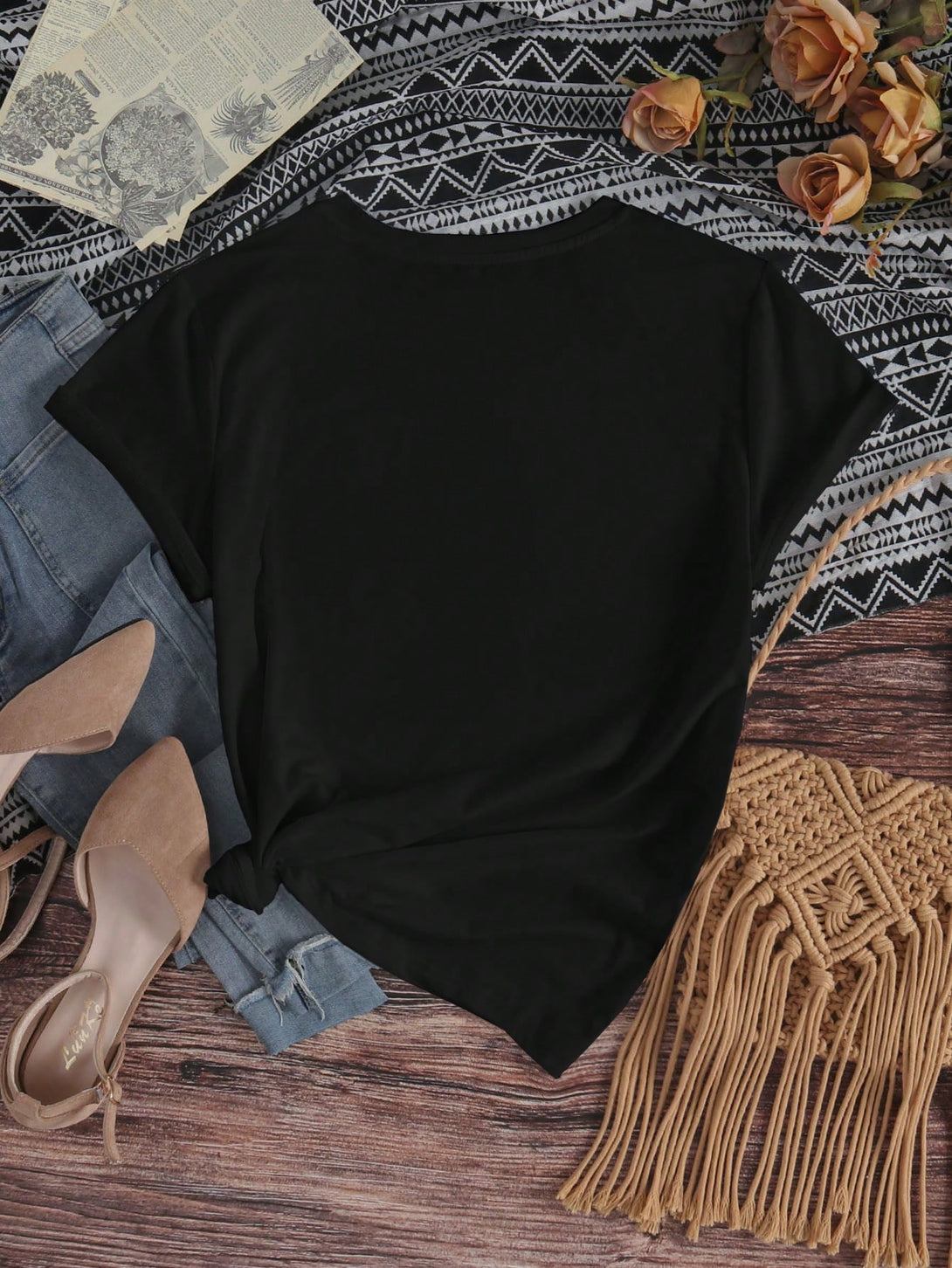 Ropa de Mujer, Ropa de Mujer, Tops & Blusas & Camisetas de Mujer, Camisetas de Mujer, Negro