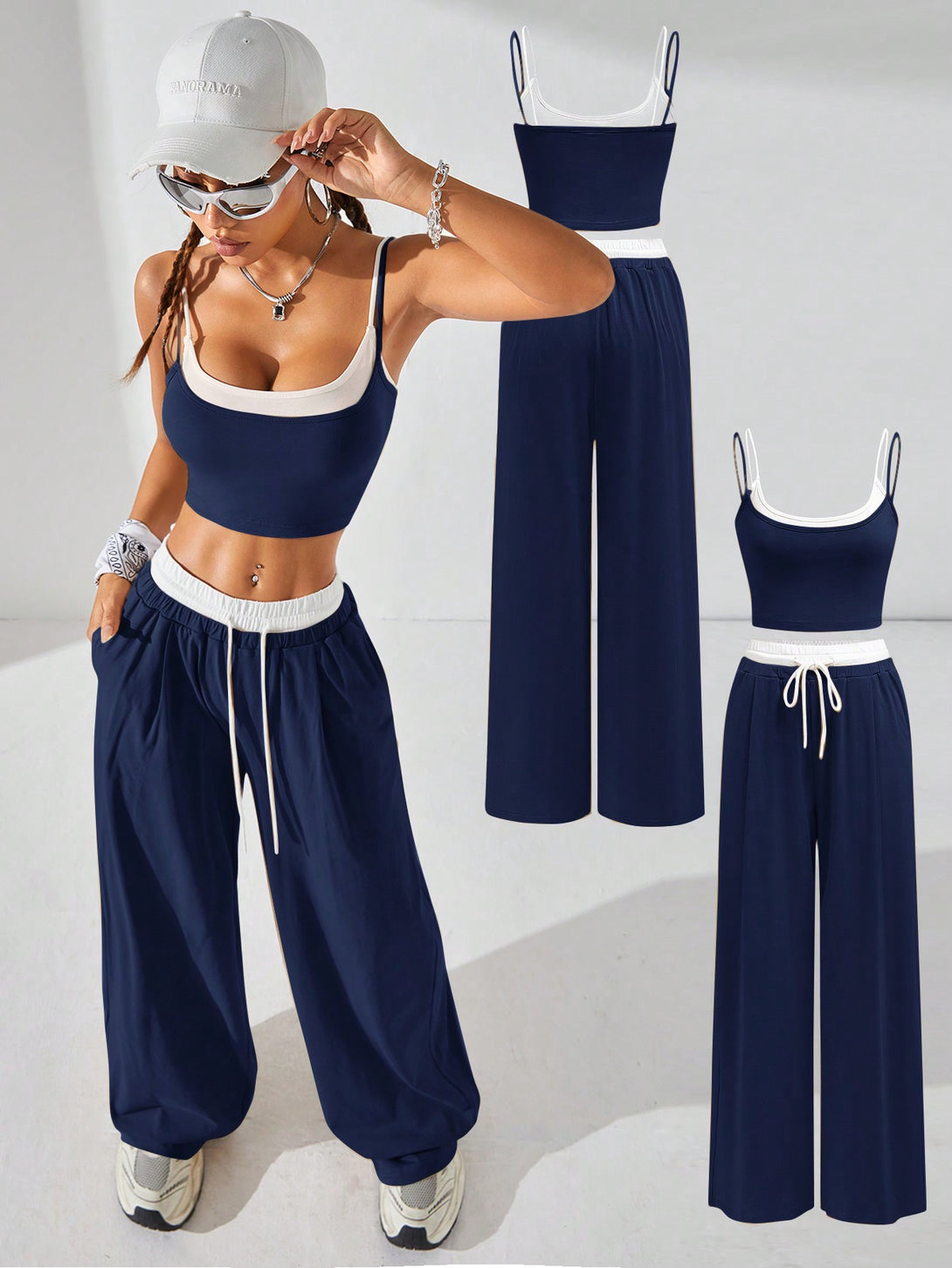 Ropa de Mujer, Conjunto para Mujer, Ropa Dos piezas para Mujer, Conjuntos a Juego, 39273129, Azul Marino
