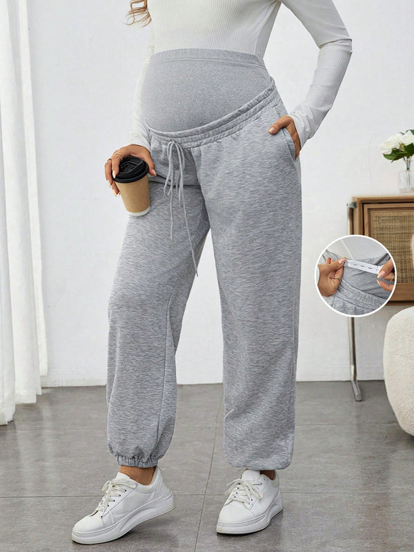 Ropa de Mujer, Ropa Premamá, Bottoms Premamá, Pantalones de maternidad, Gris Claro