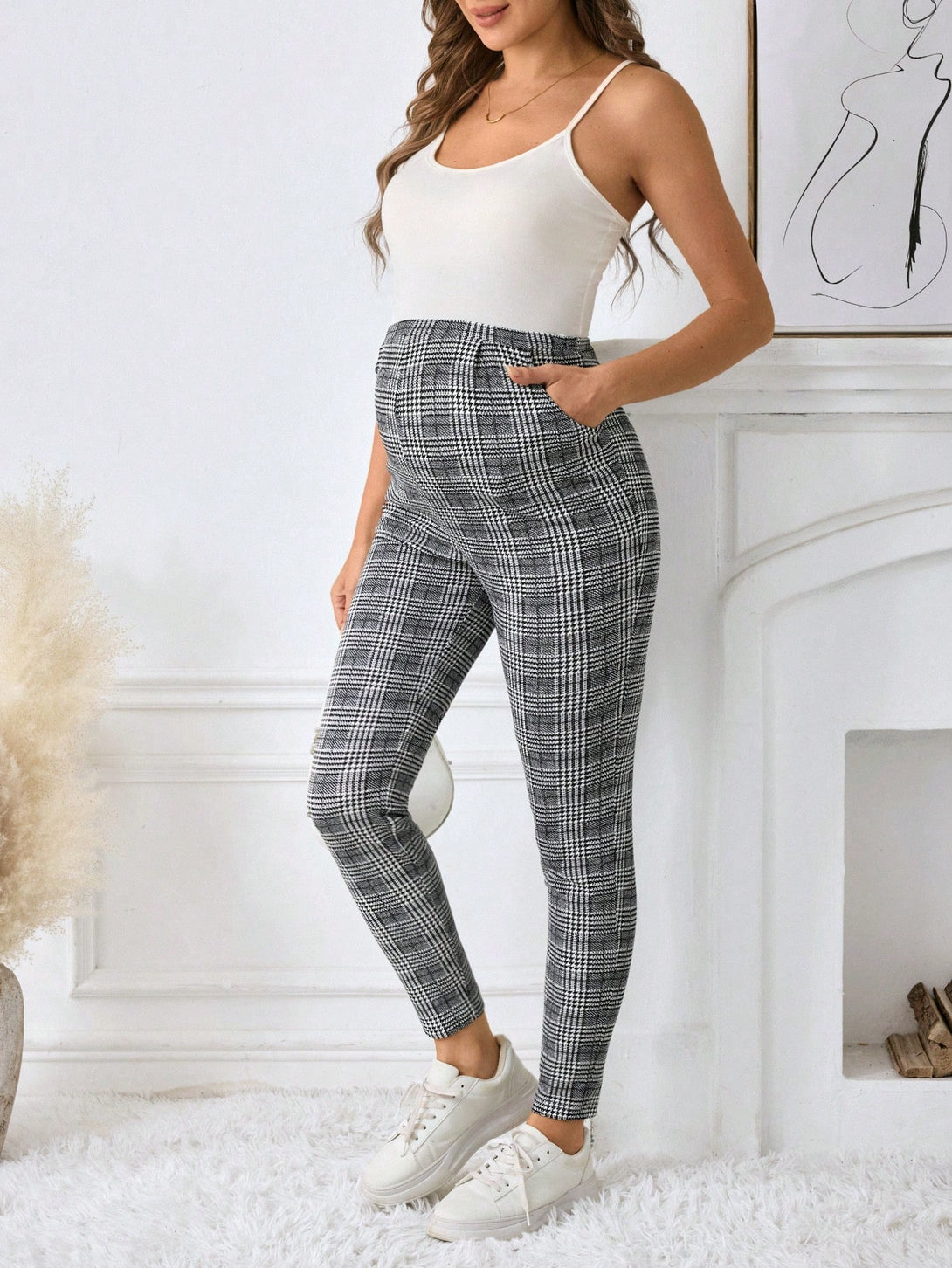 Ropa de Mujer, Ropa Premamá, Bottoms Premamá, Pantalones de maternidad, Gris