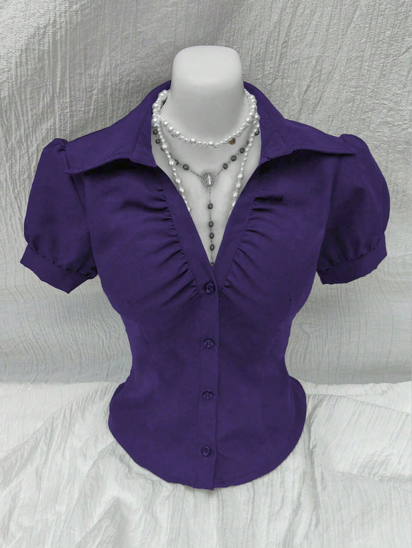 Ropa de Mujer, Ropa de Mujer, Tops & Blusas & Camisetas de Mujer, Blusas de Mujer, Morado