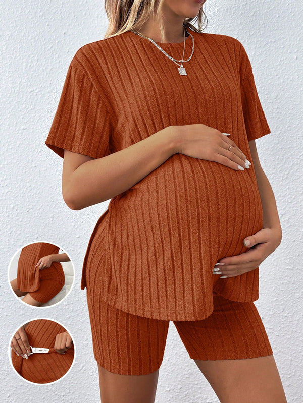 Ropa de Mujer, Ropa Premamá, Conjunto premamá, Color caoba