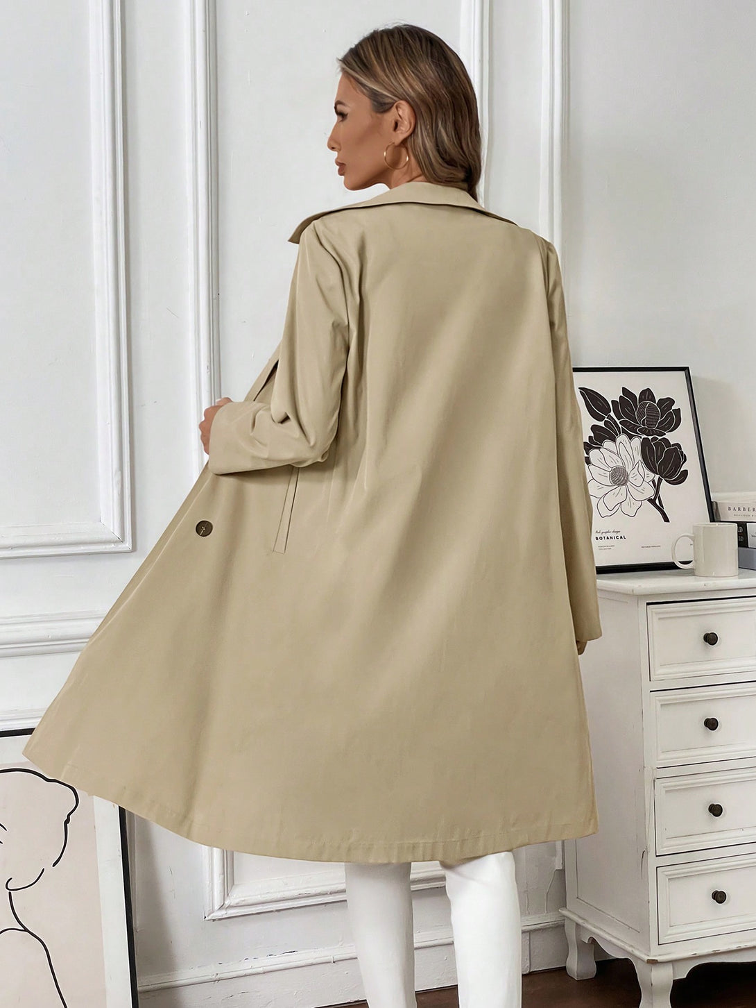 Ropa de Mujer, Ropa de Exterior para Mujer, Gabardinas para Mujer, 40125201, Albaricoque