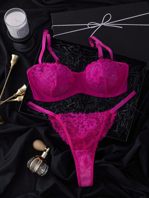 Ropa Interior y Ropa de Dormir, Sujetador de Mujer, Conjuntos de sujetador y braguita para mujer, 37075285, Rosa Fucsia