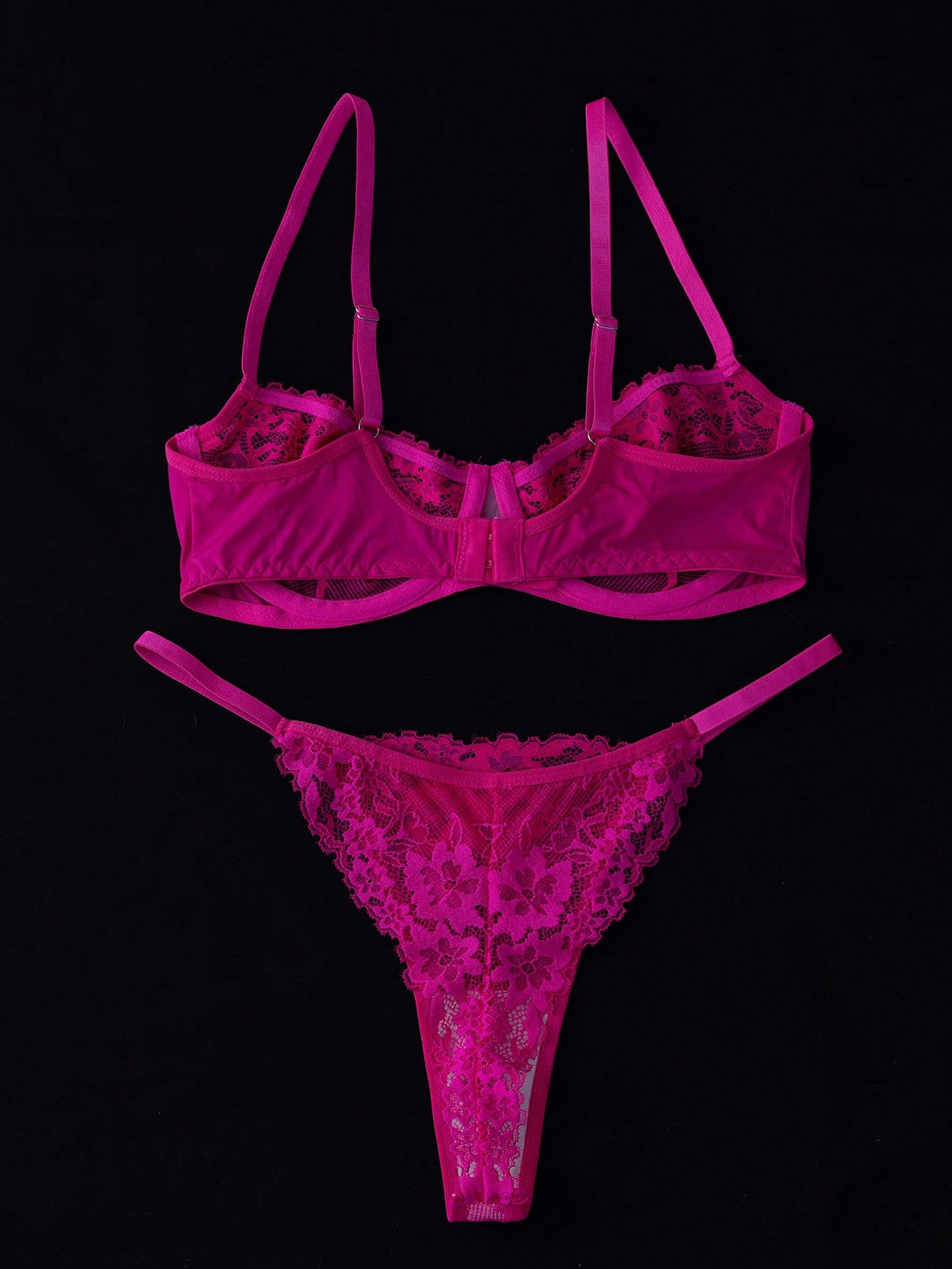 Ropa Interior y Ropa de Dormir, Sujetador de Mujer, Conjuntos de sujetador y braguita para mujer, 37075285, Rosa Fucsia