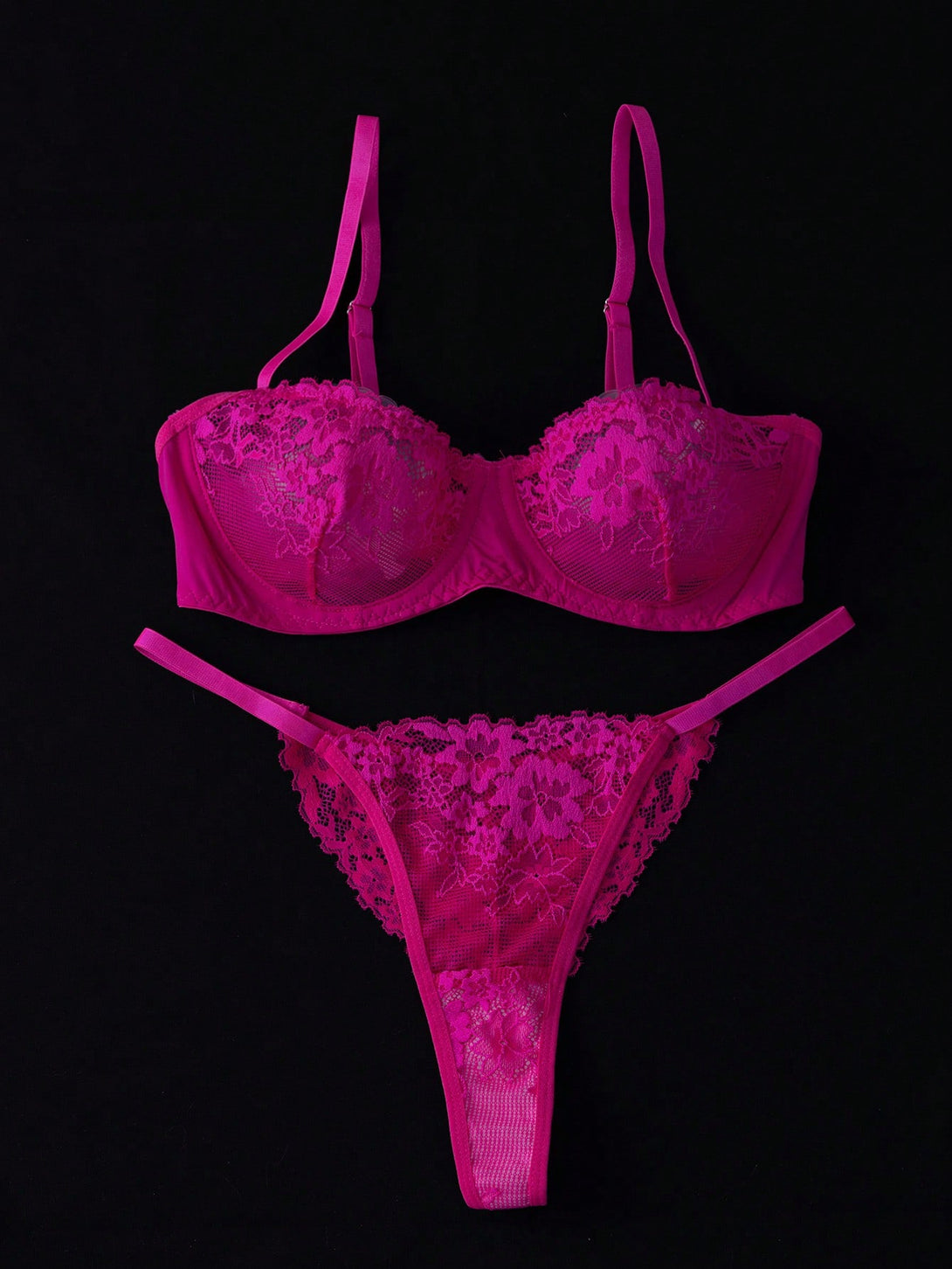 Ropa Interior y Ropa de Dormir, Sujetador de Mujer, Conjuntos de sujetador y braguita para mujer, 37075285, Rosa Fucsia