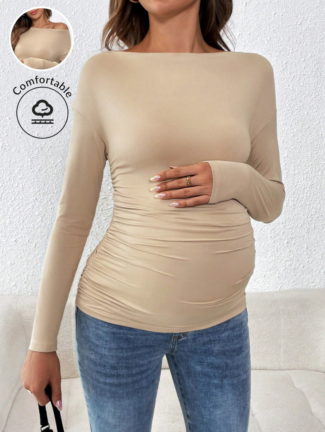 Ropa de Mujer, Ropa Premamá, Tops Premamá, Camisetas premamá, Caqui