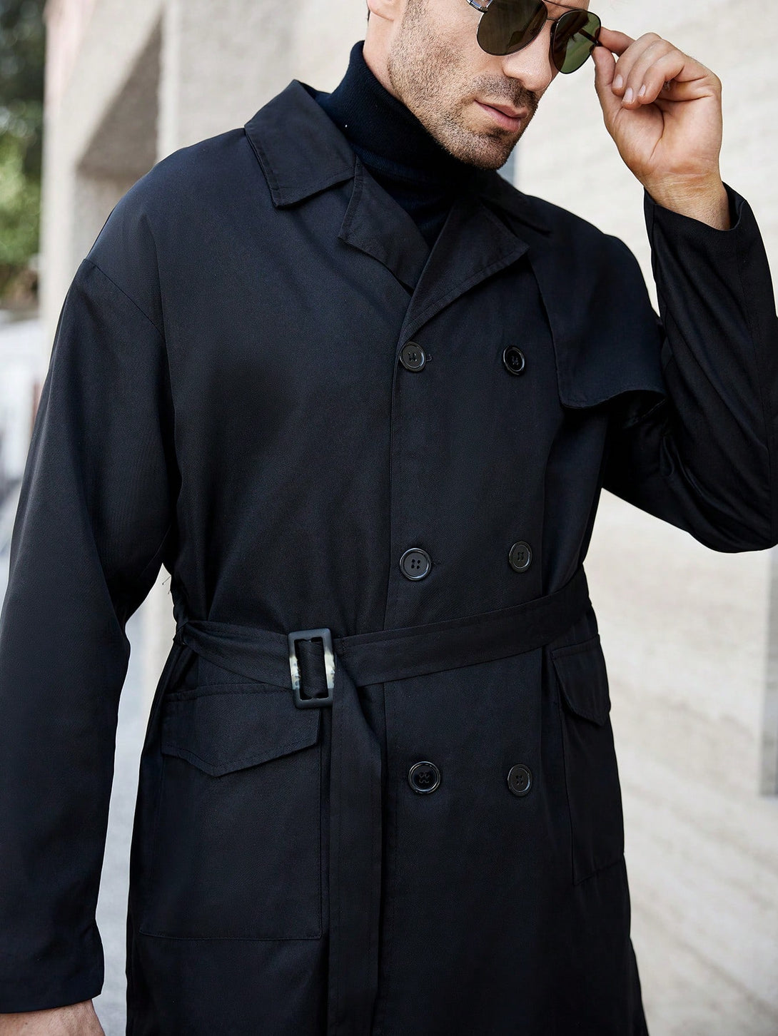 Hombres, Ropa de hombre, Chaquetas & Abrigos para Hombre, Abrigos Trench Masculinos, 40361812, Negro