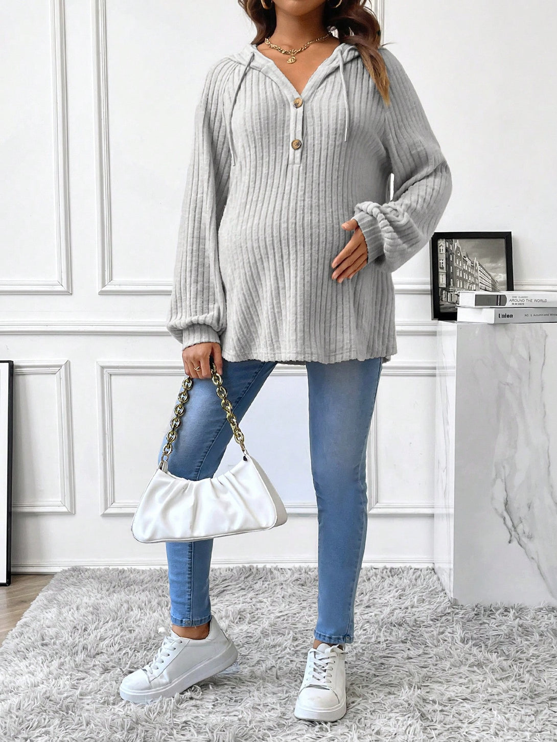 Ropa de Mujer, Ropa Premamá, Sudaderas premamá, Gris Claro