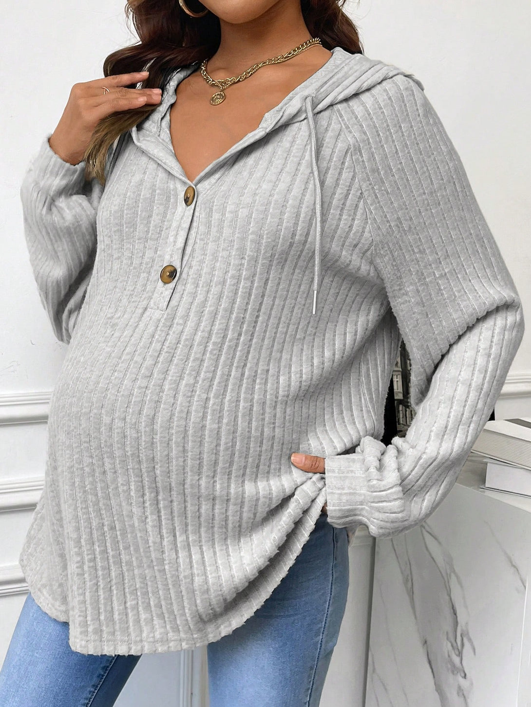 Ropa de Mujer, Ropa Premamá, Sudaderas premamá, Gris Claro