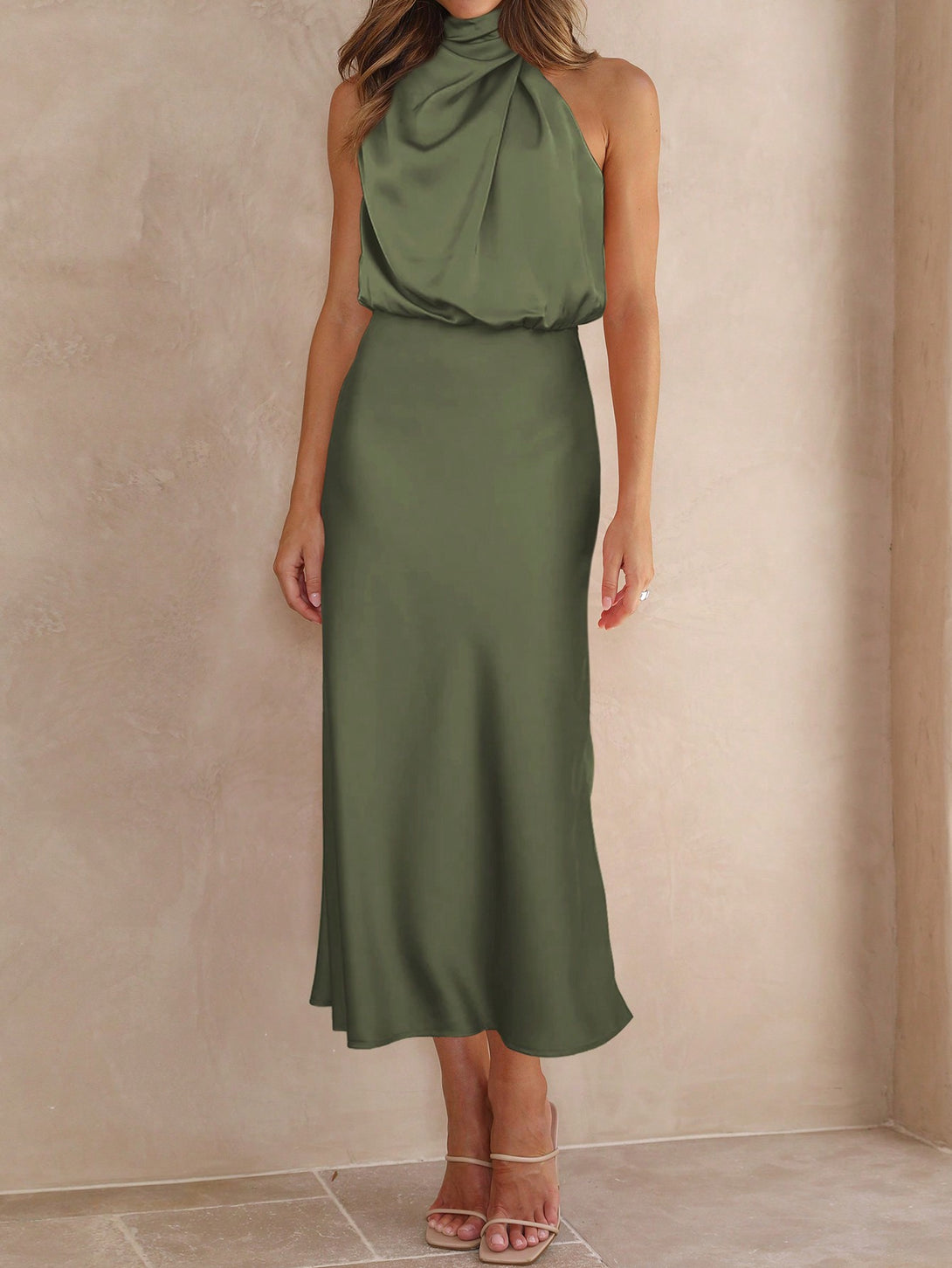 Ropa de Mujer, Ropa de Mujer, Vestidos de mujer, Vestidos midi para mujer, Verde militar